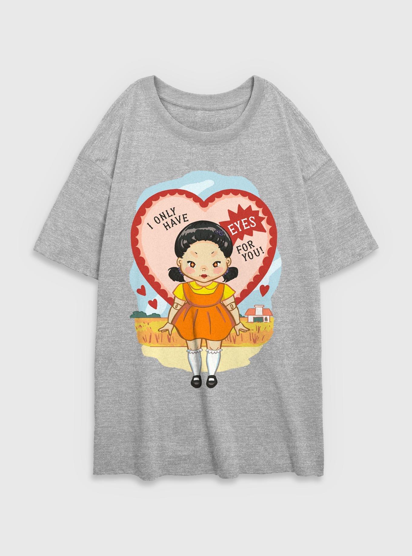 Squid Game Eyes For You Girls Oversized T-Shirt, ATH HTR, hi-res