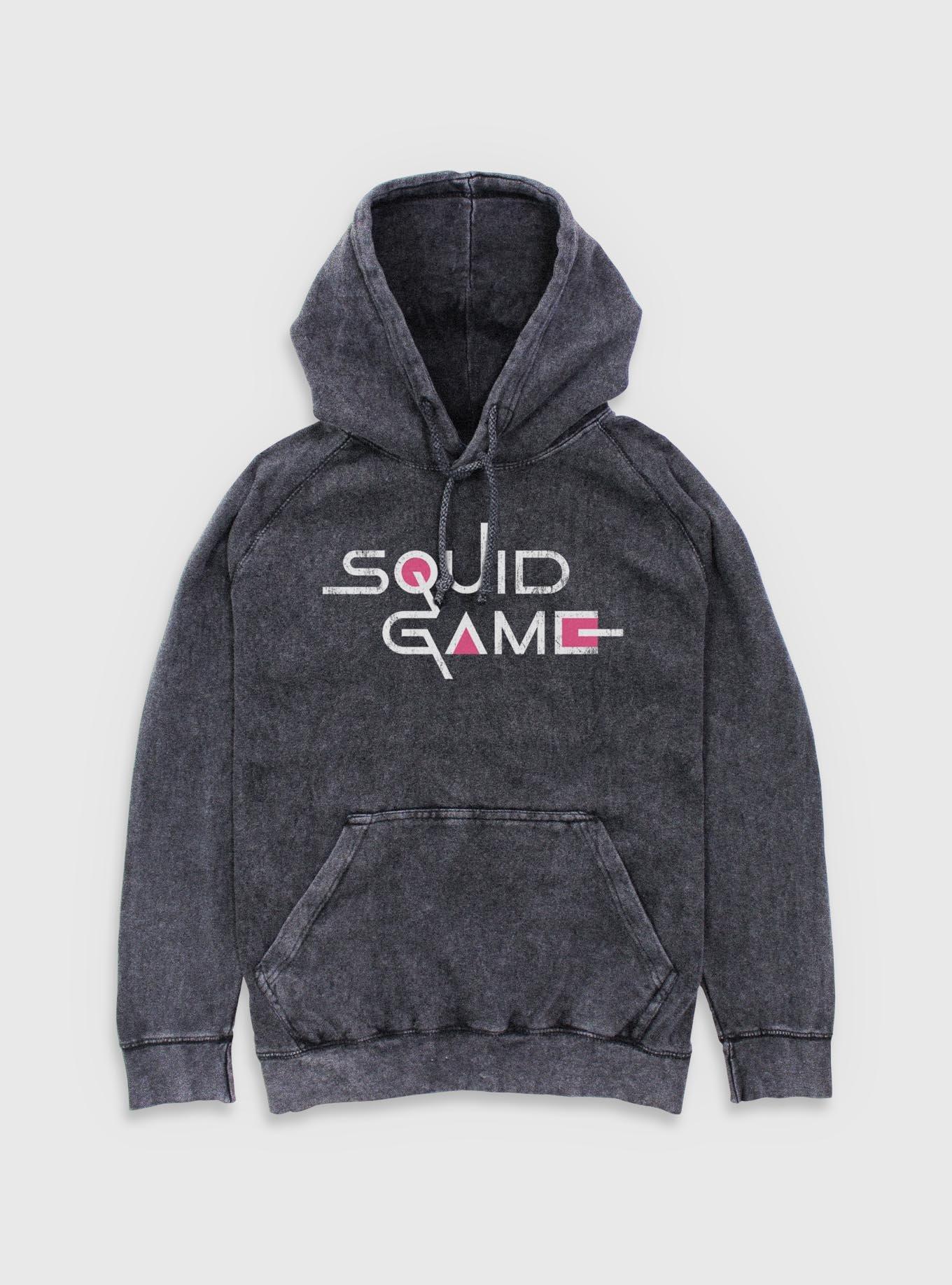 Squid Game English Title Logo Mineral Wash Hoodie, , hi-res