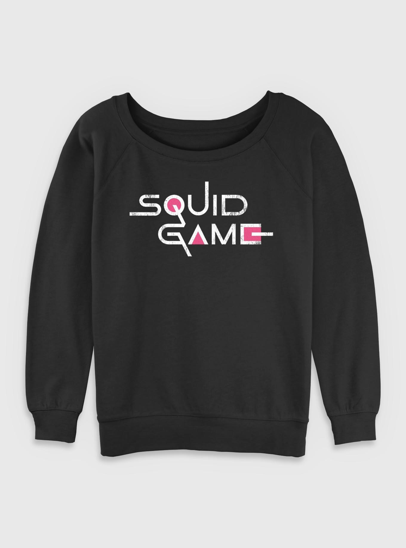 Squid Game English Title Logo Girls Slouchy Sweatshirt