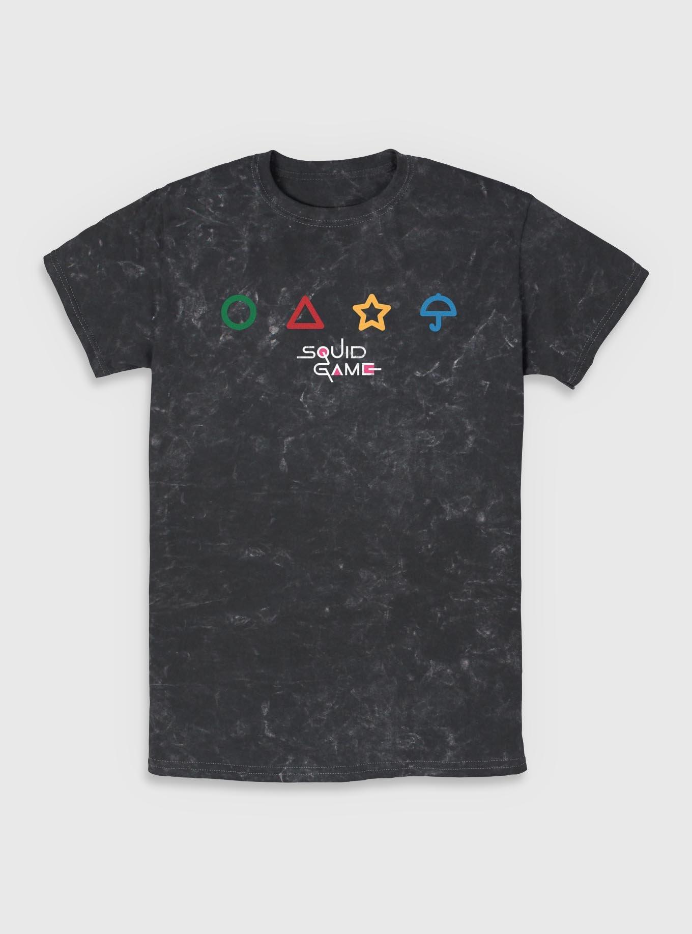 Squid Game Shapes Mineral Wash T-Shirt, BLACK, hi-res