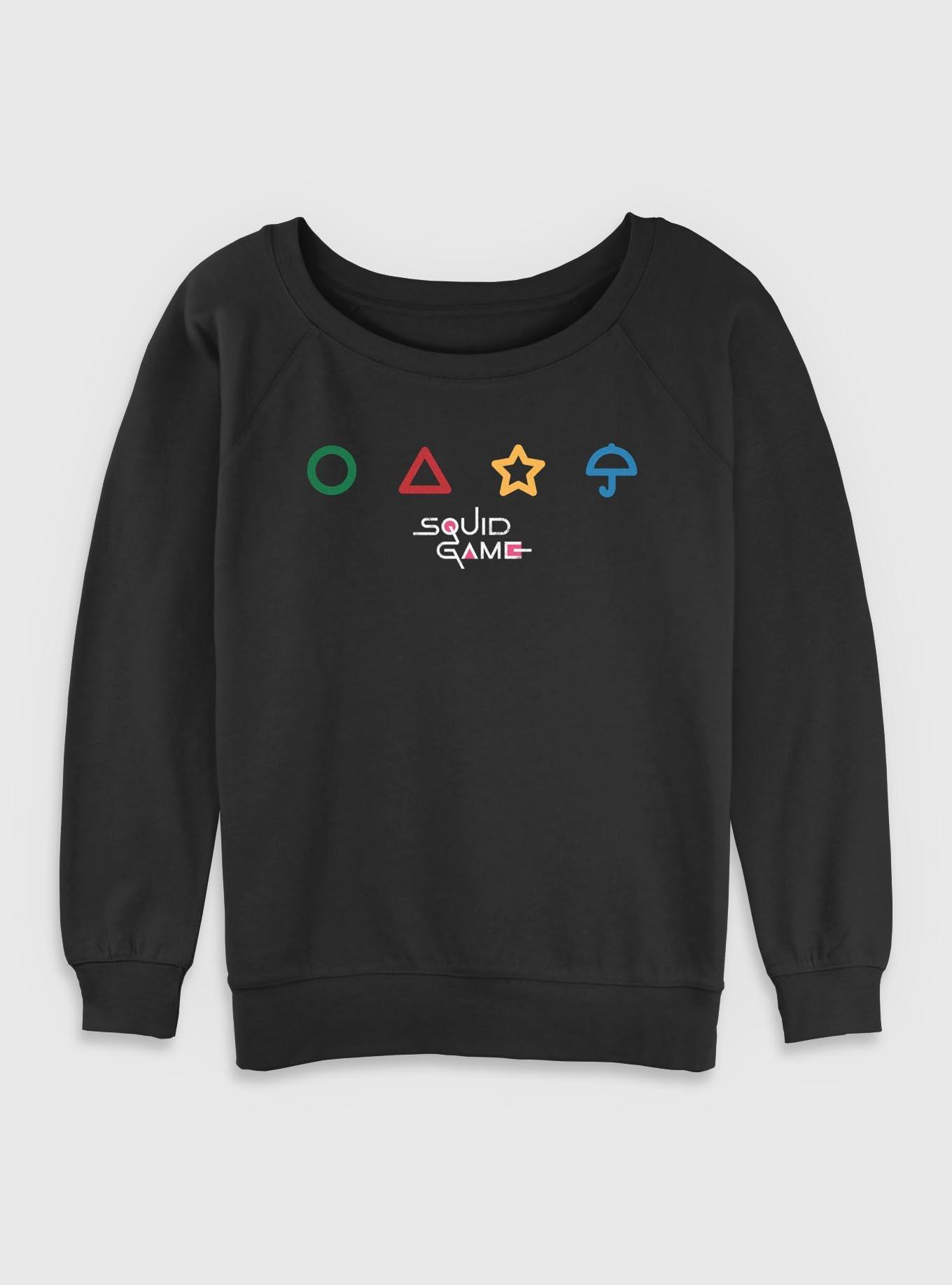 Squid Game Shapes Girls Slouchy Sweatshirt, BLACK, hi-res