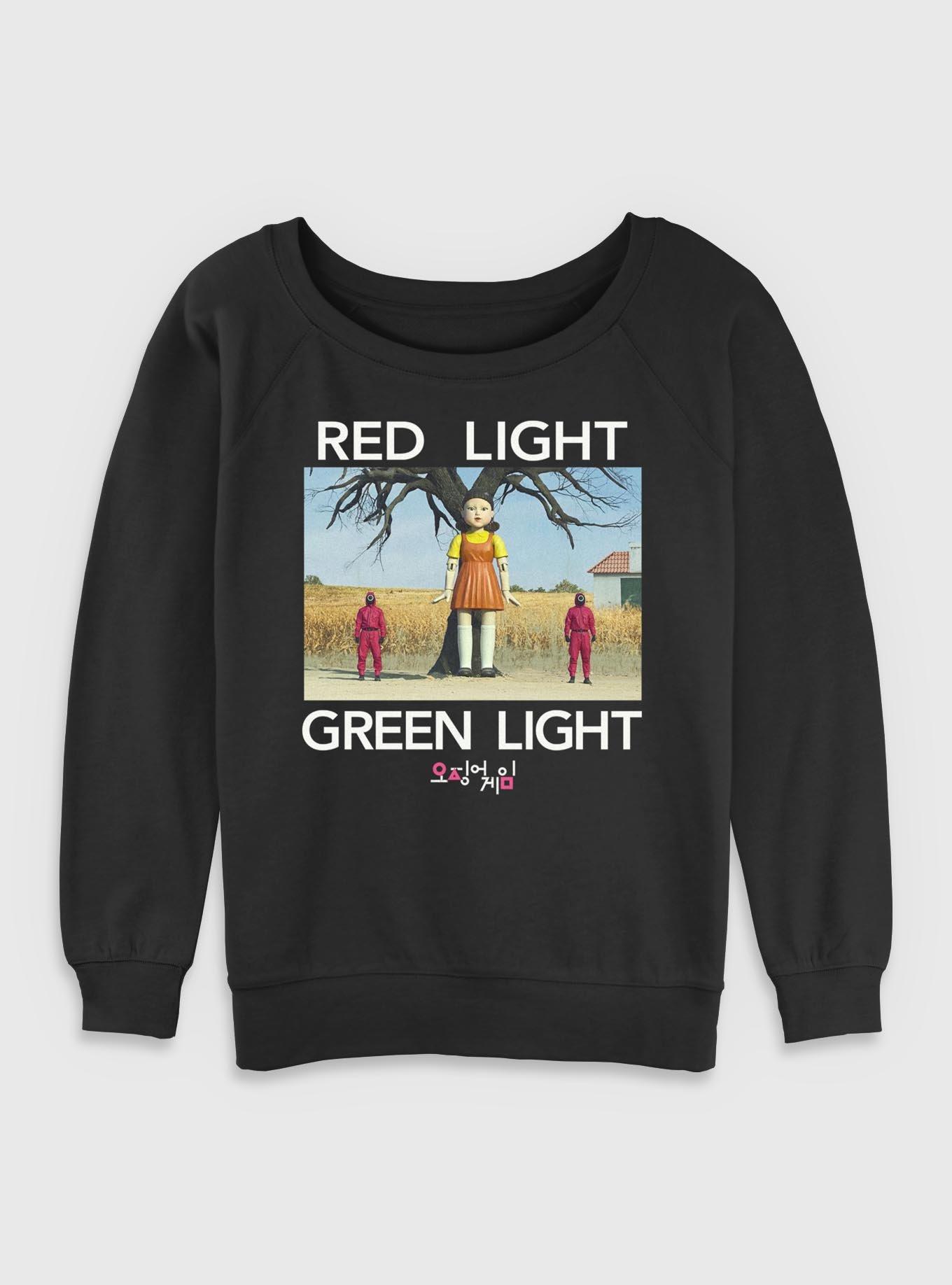 Squid Game Red Light Green Light Girls Slouchy Sweatshirt, BLACK, hi-res