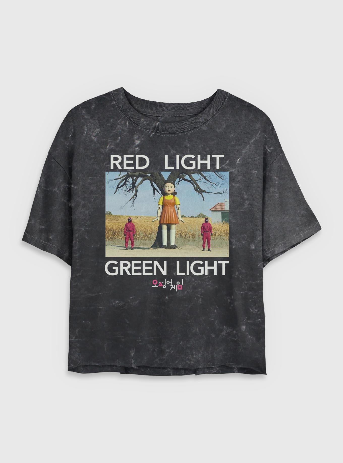 Squid Game Red Light Green Light Girls Mineral Wash Crop T-Shirt, , hi-res