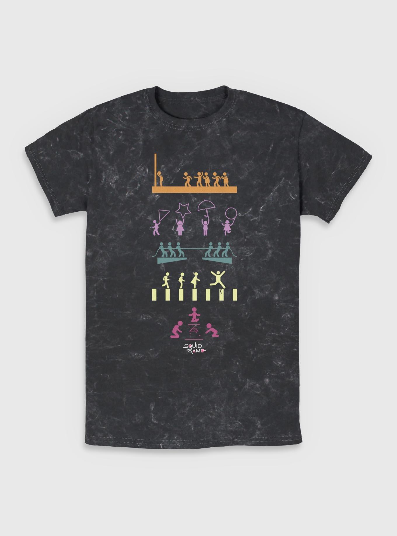 Squid Game Game Icons Mineral Wash T-Shirt, BLACK, hi-res