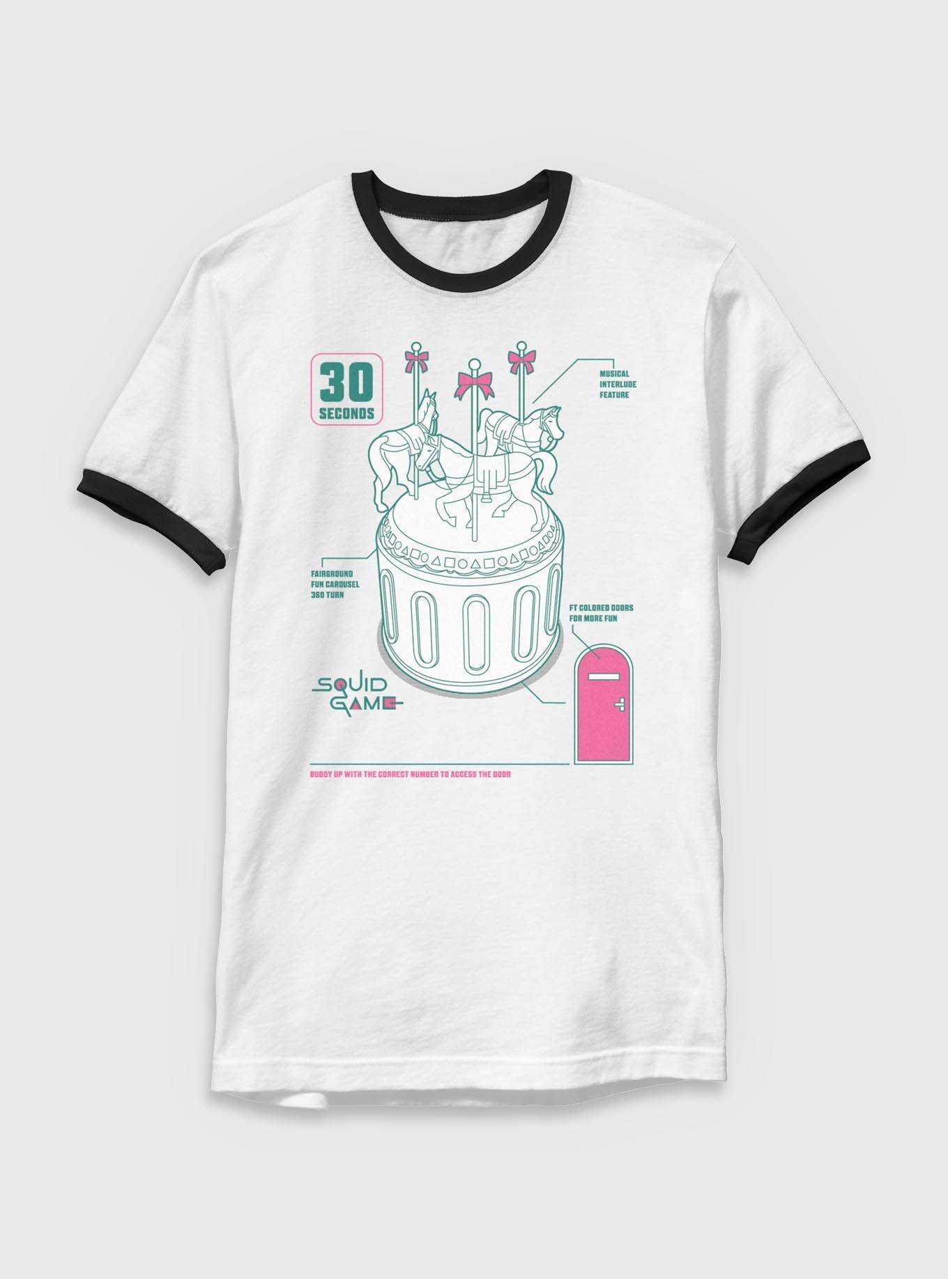 Squid Game Carousel Ringer T-Shirt, WHTBLK, hi-res