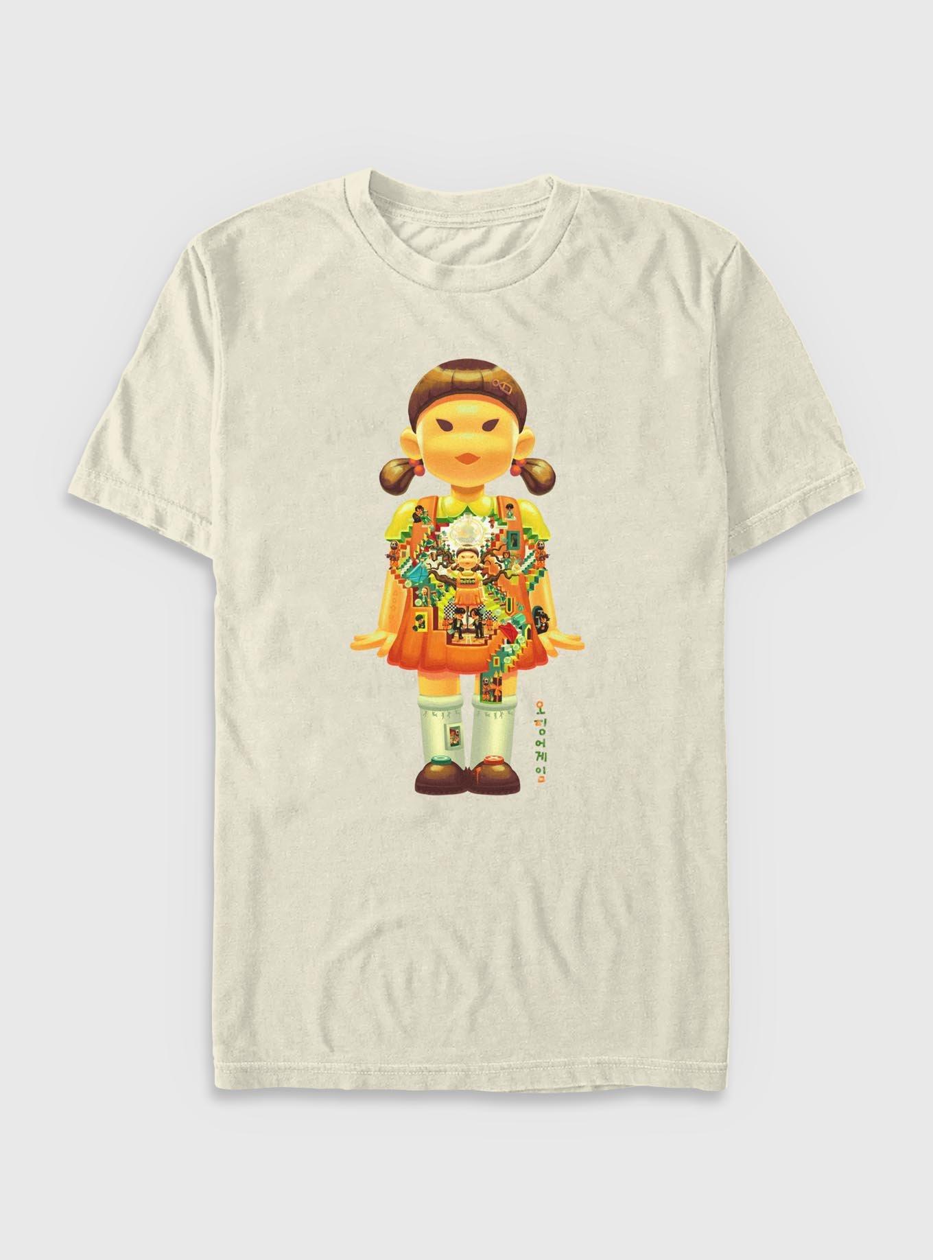 Squid Game Girl Doll Labyrinth Garment Dye T-Shirt, IVORY, hi-res