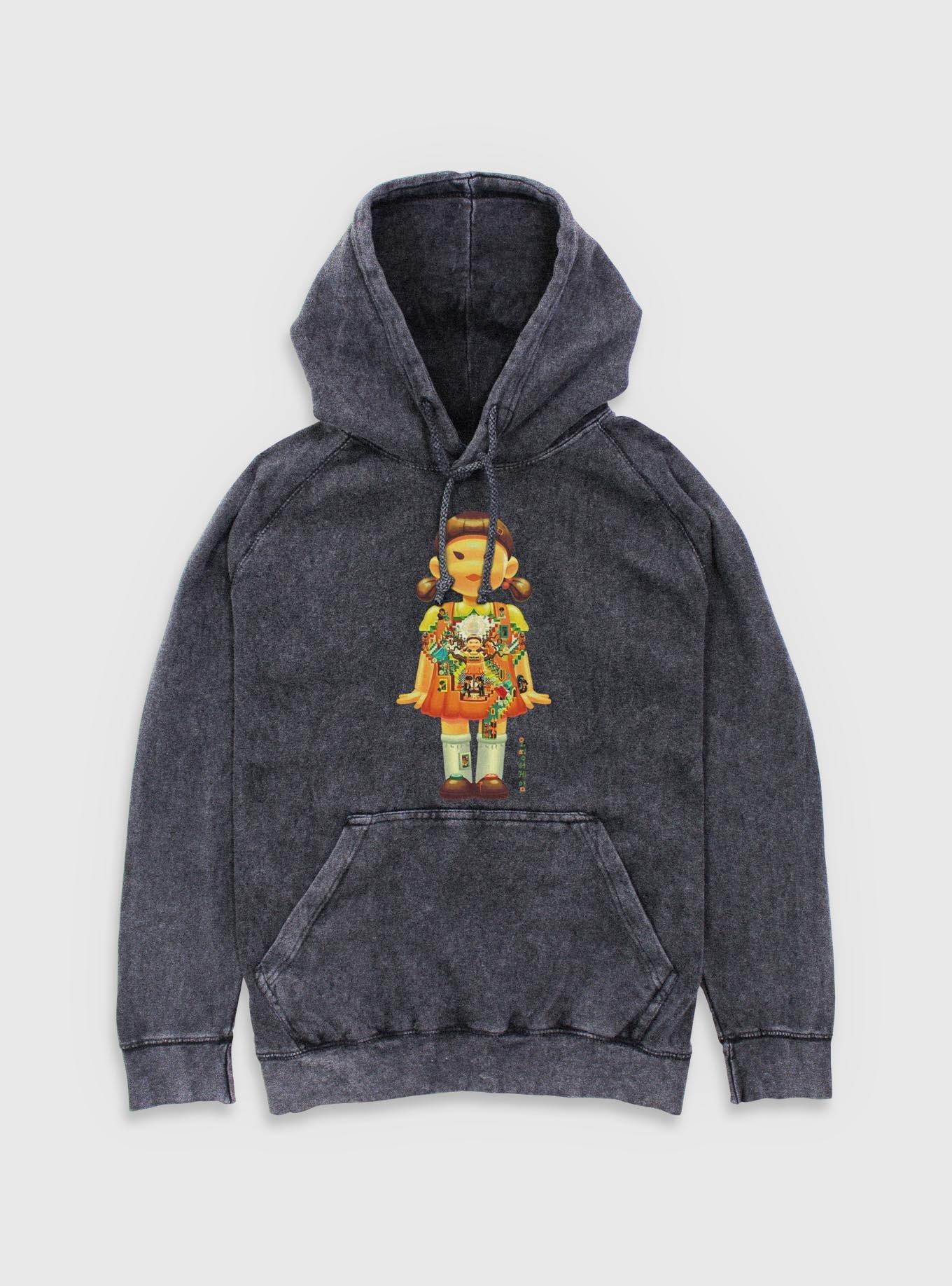 Squid Game Girl Doll Labyrinth Mineral Wash Hoodie, , hi-res