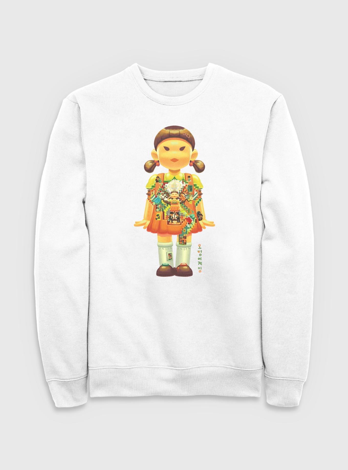 Squid Game Girl Doll Labyrinth Sweatshirt, WHITE, hi-res