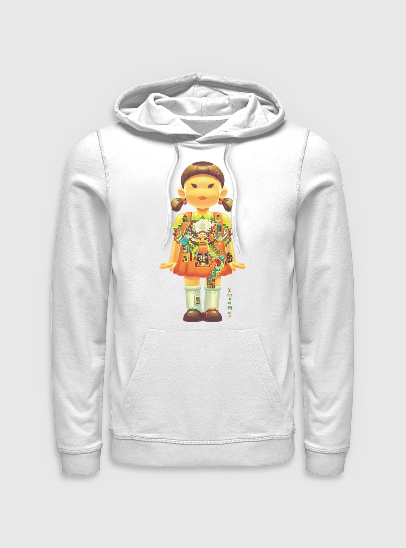 Squid Game Girl Doll Labyrinth Hoodie, WHITE, hi-res