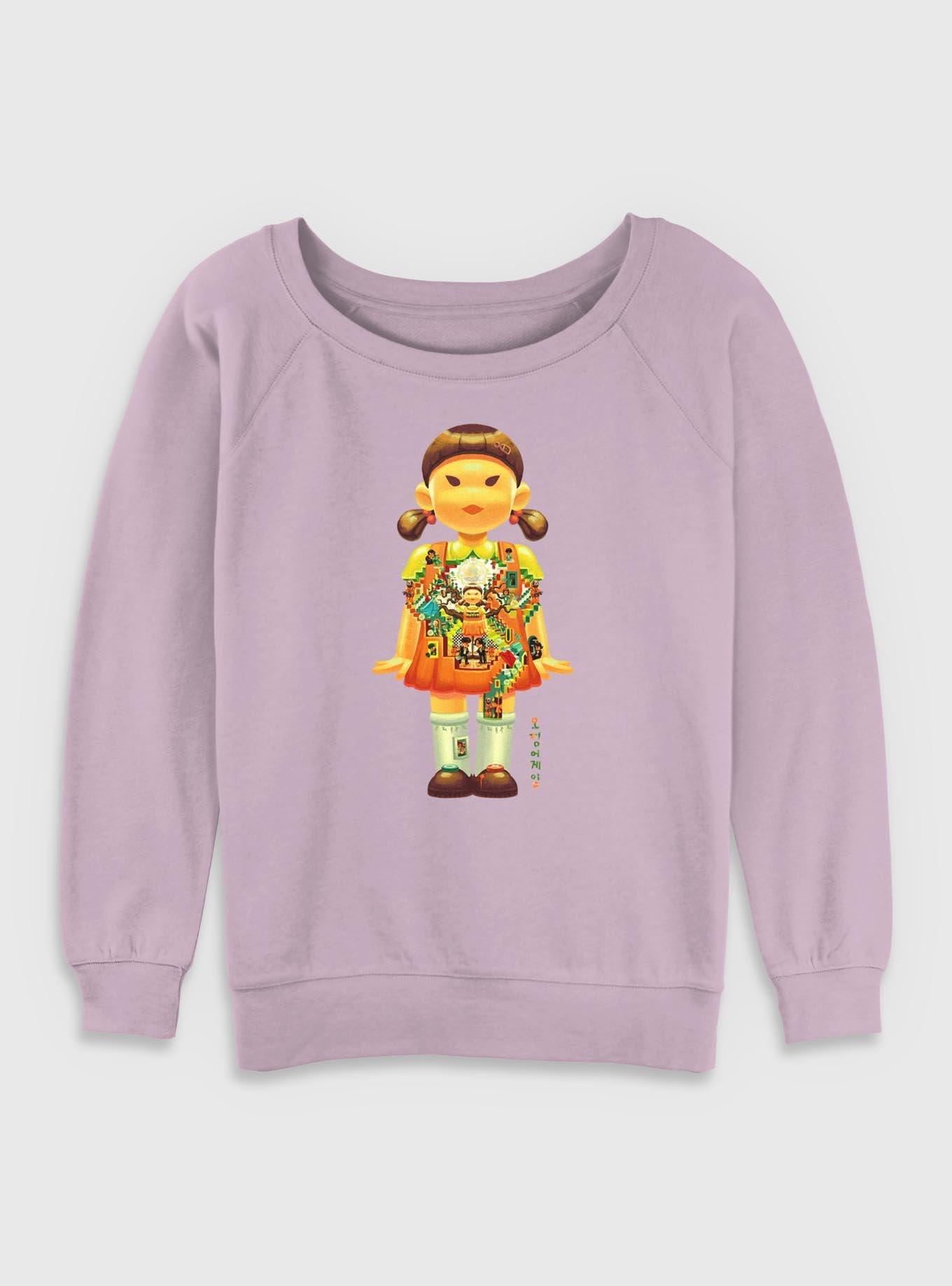 Squid Game Girl Doll Labyrinth Girls Slouchy Sweatshirt, , hi-res