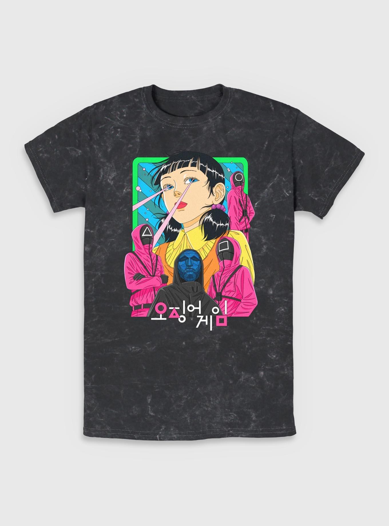 Squid Game Baddies Graphic Mineral Wash T-Shirt, BLACK, hi-res