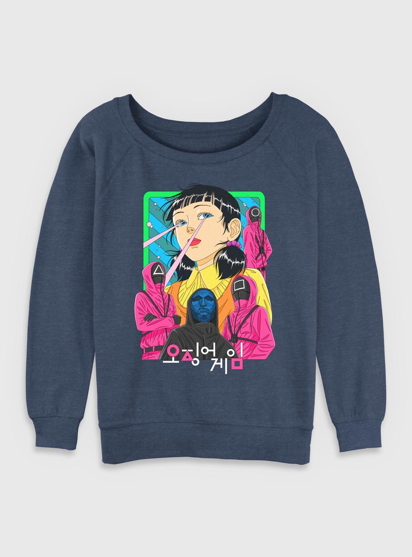Squid Game Baddies Graphic Girls Slouchy Sweatshirt, BLUEHTR, hi-res