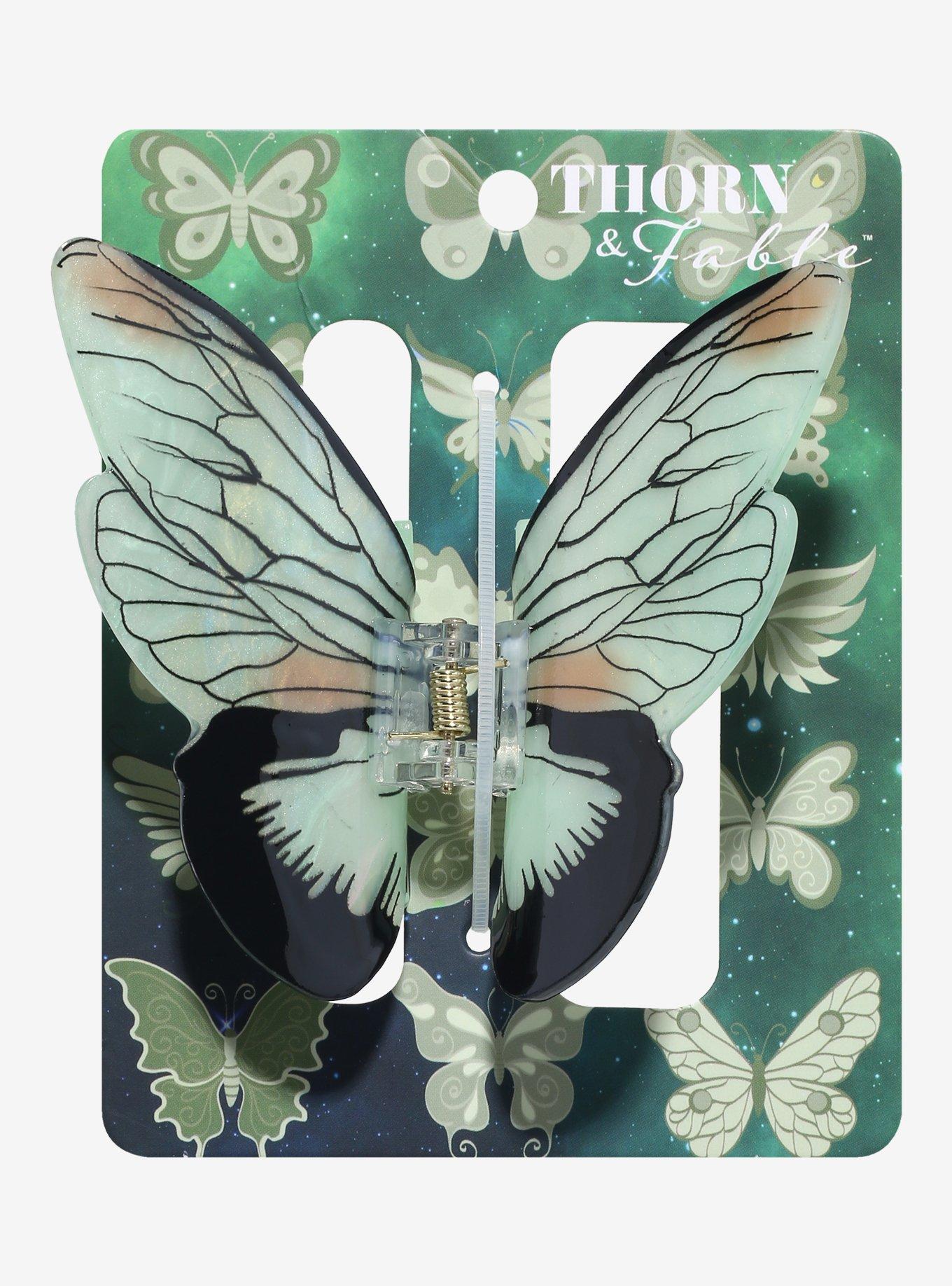 Thorn & Fable Green Monarch Butterfly Claw Hair Clip, , hi-res