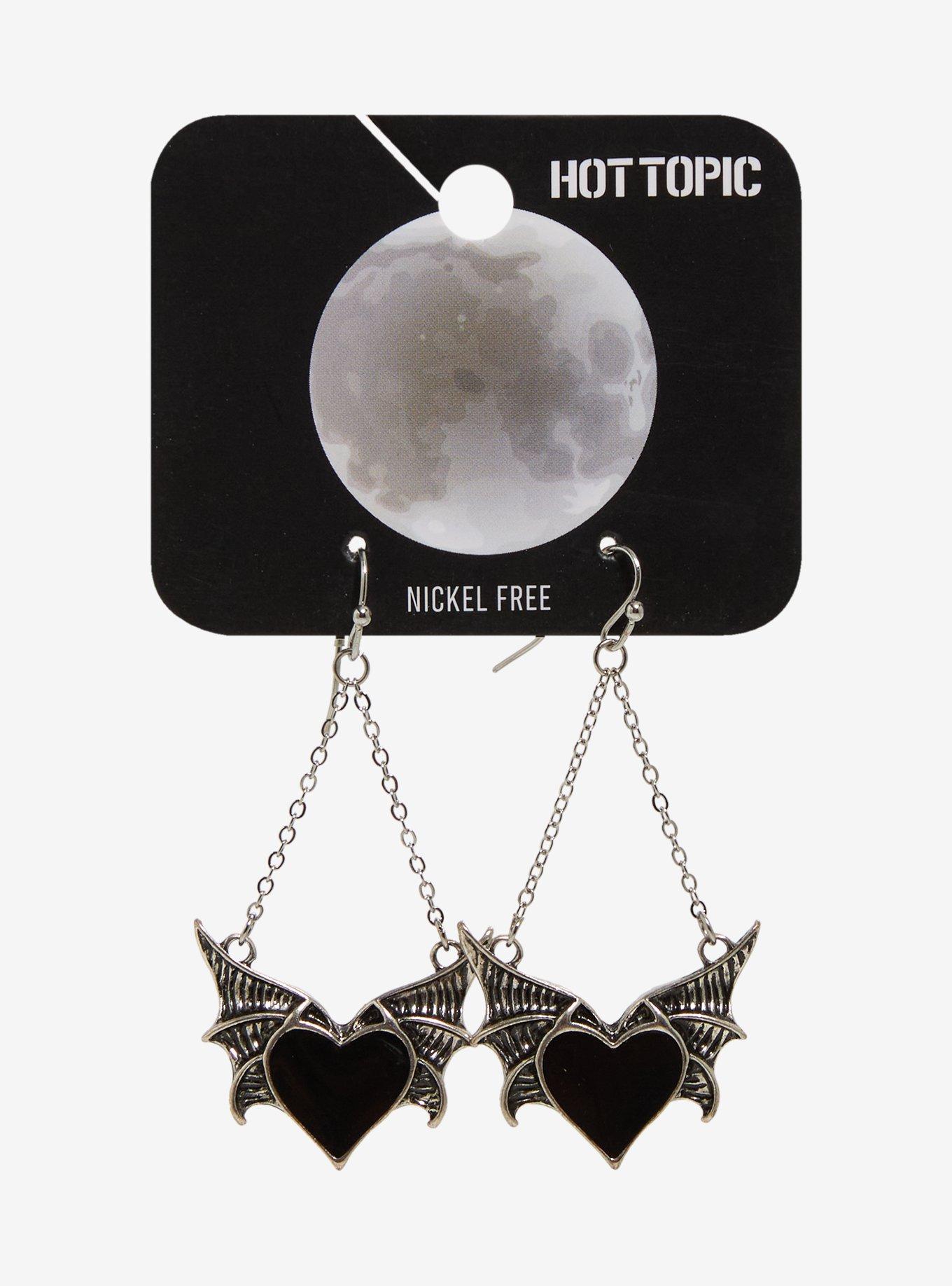 Heart Bat Wing Earrings, , hi-res