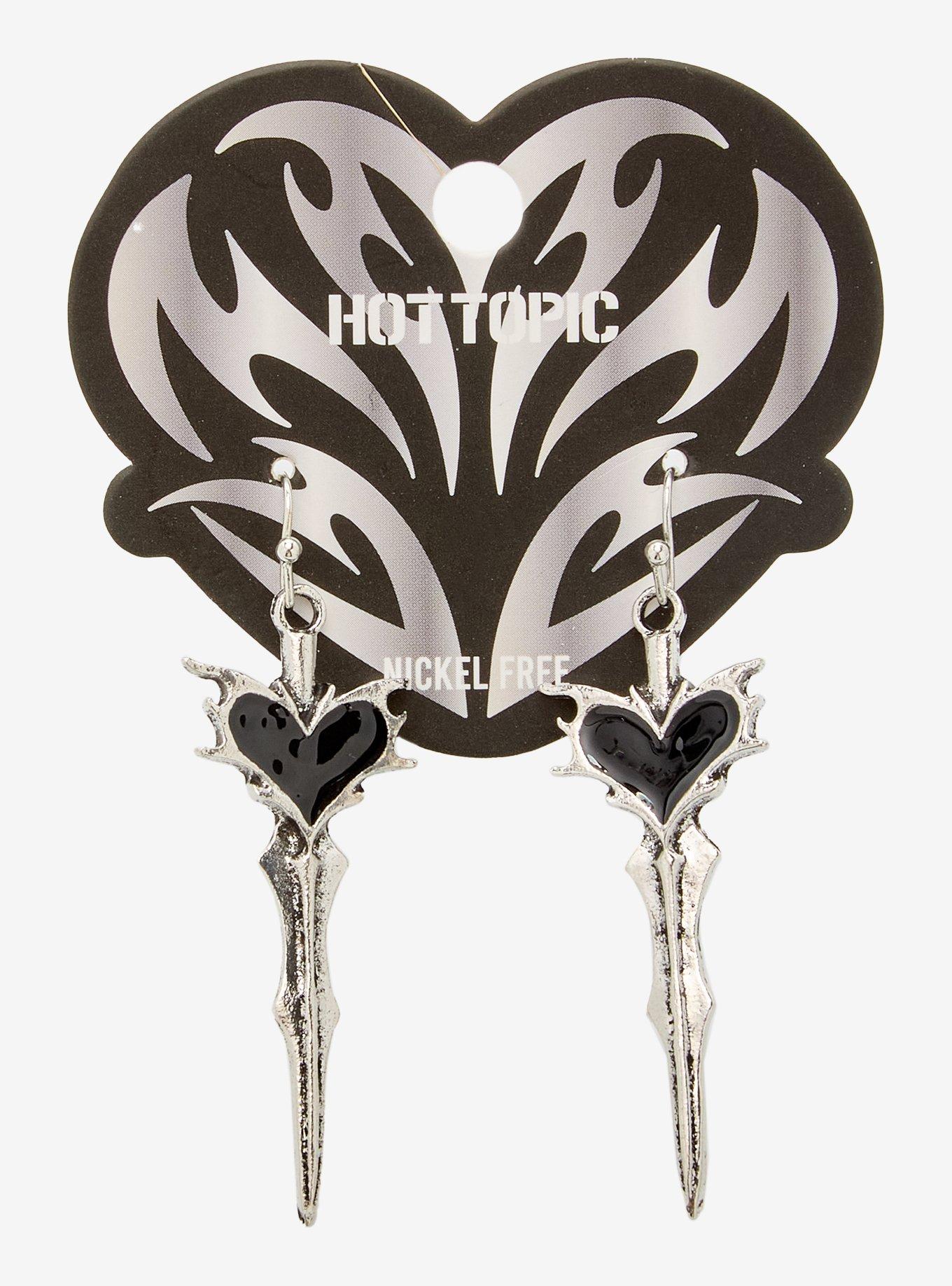 Heart Sword Drop Earrings, , hi-res