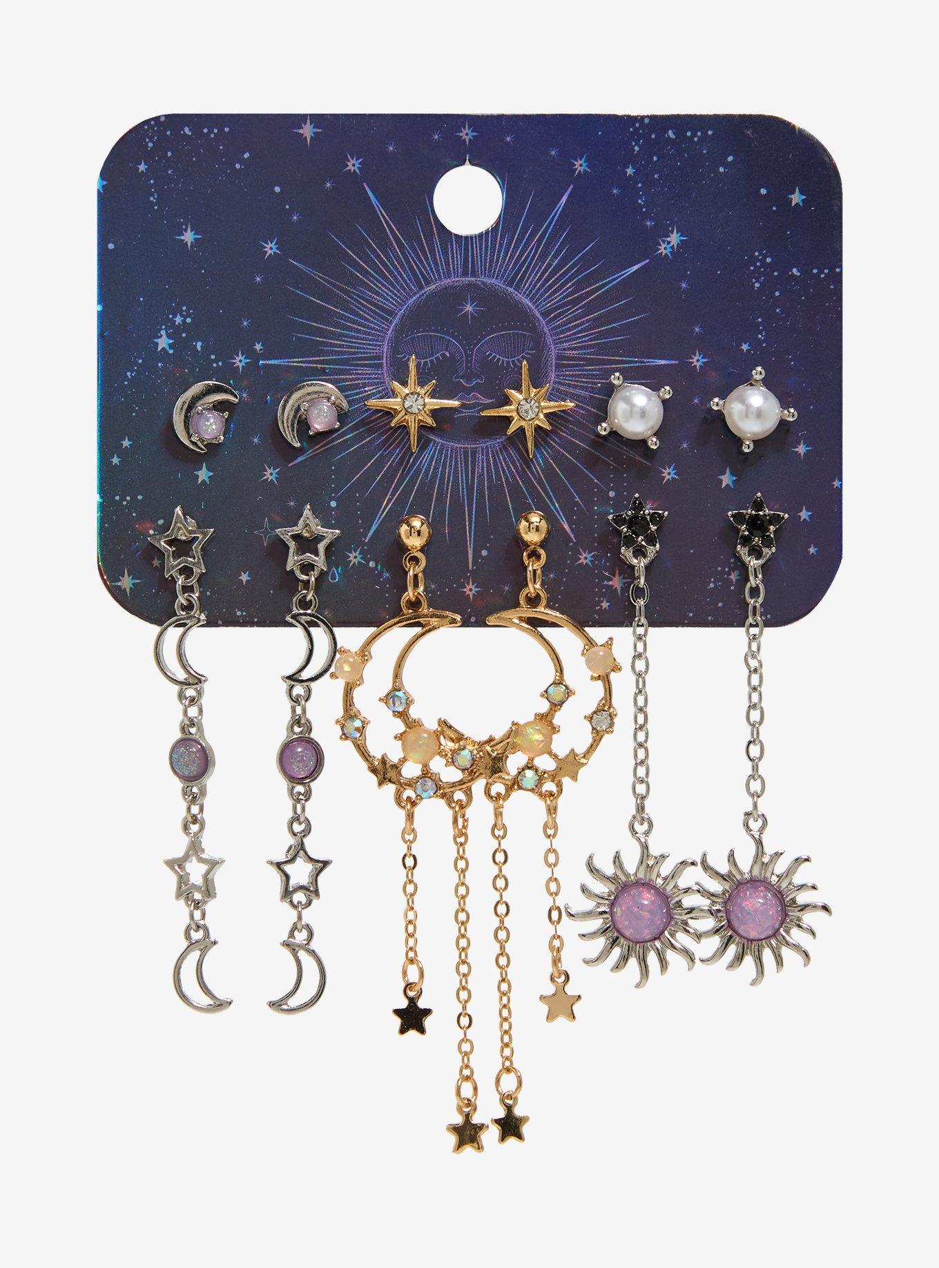 Cosmic Aura Purple Celestial Earring Set, , hi-res