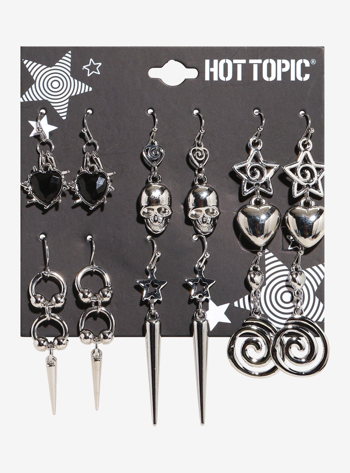 Spiral Star Heart Skull Earring Set, , hi-res