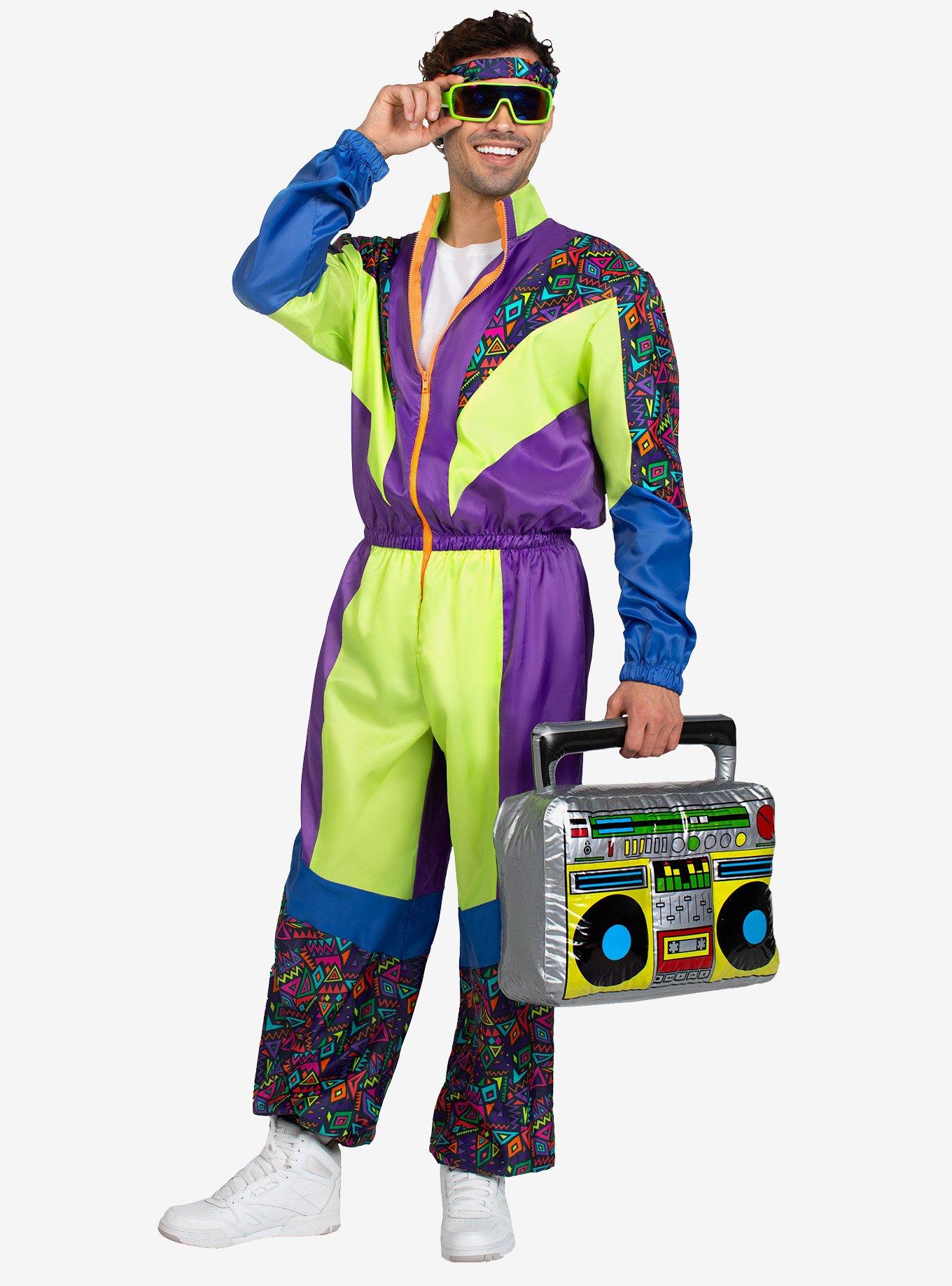 2 PC Retro 80s Tracksuit Costume, MULTI COLOR, hi-res