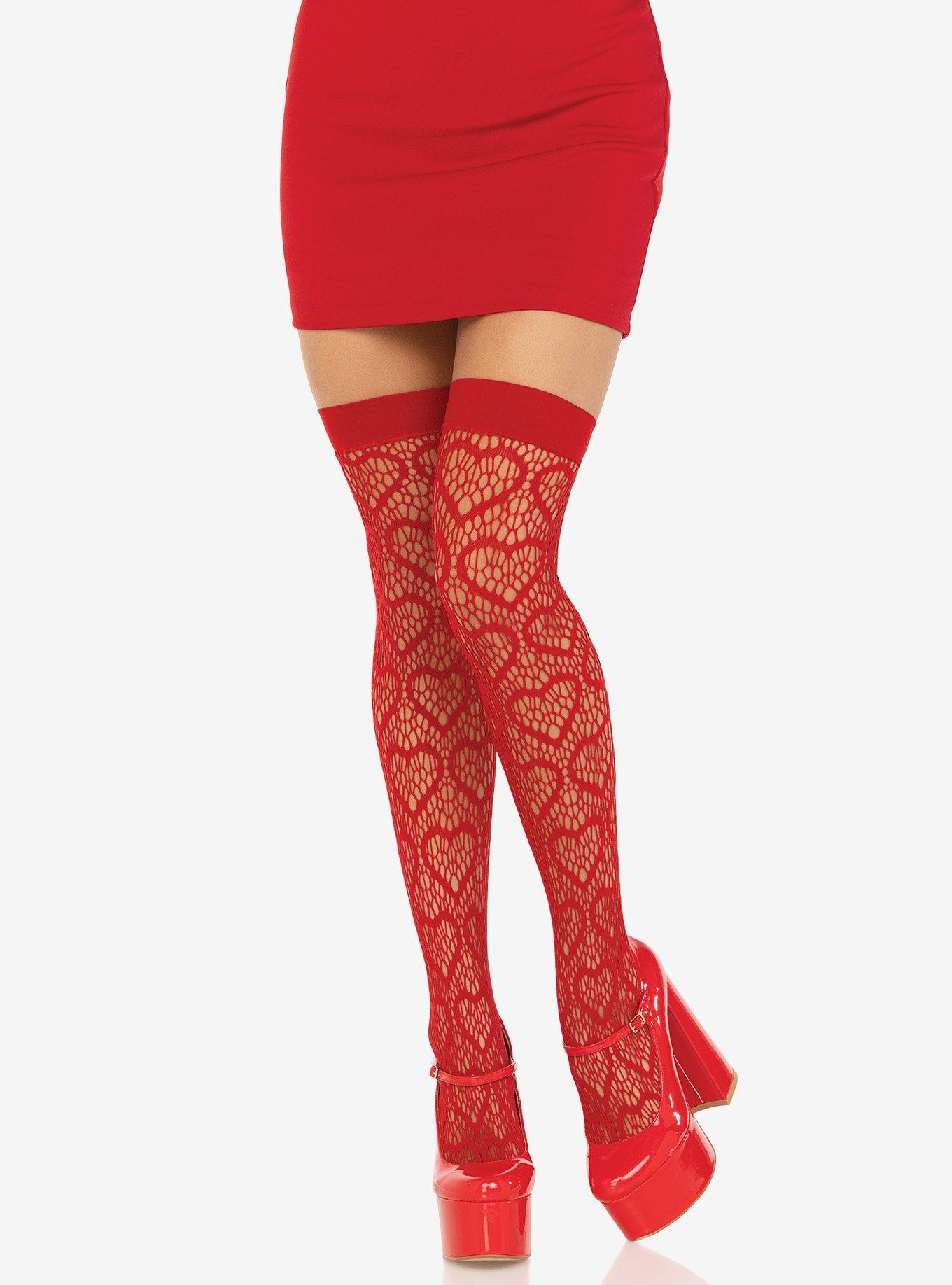 Heart Net Thigh Highs, , hi-res