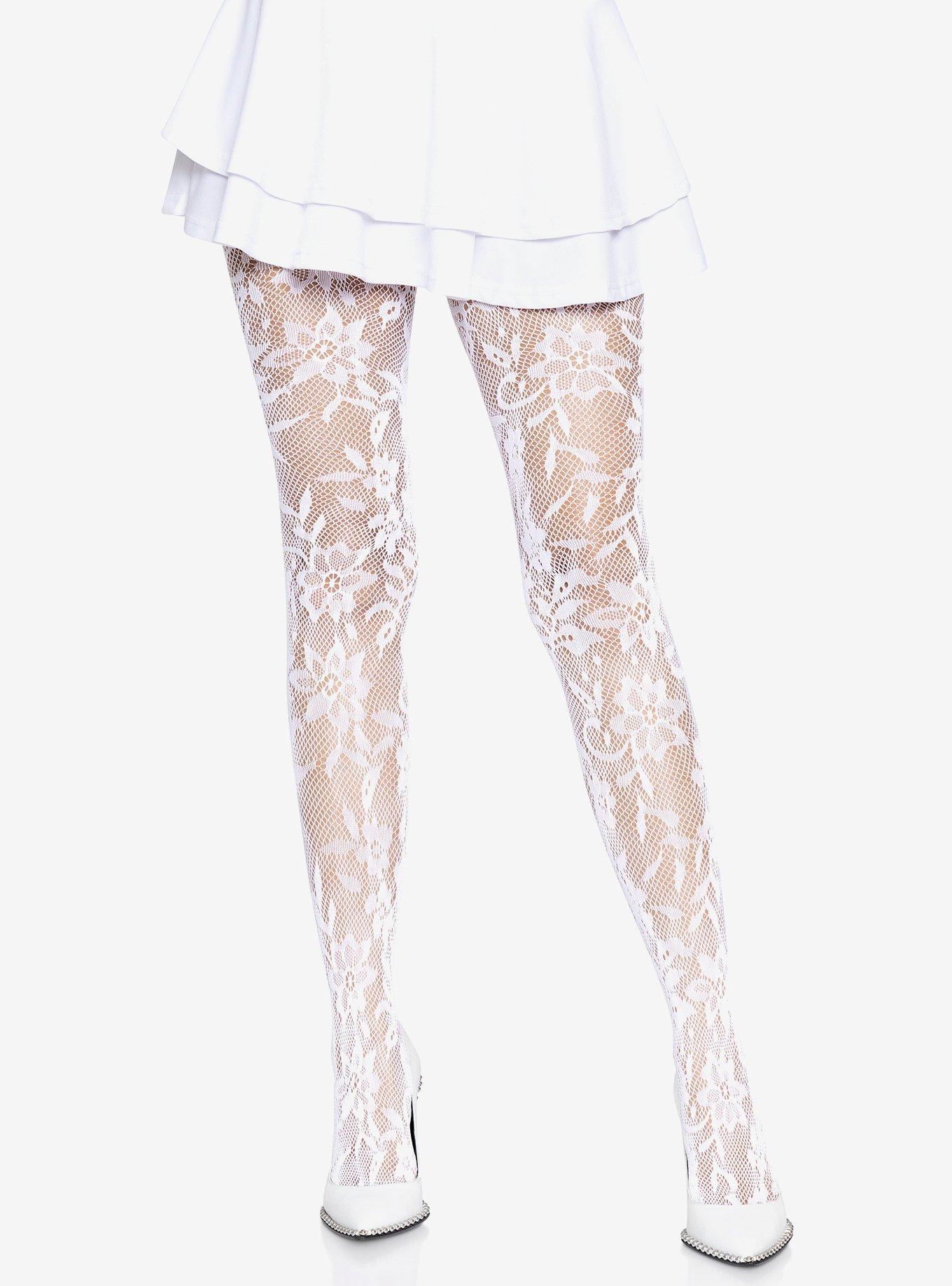 Seamless Chantilly Floral Lace Tights, , hi-res