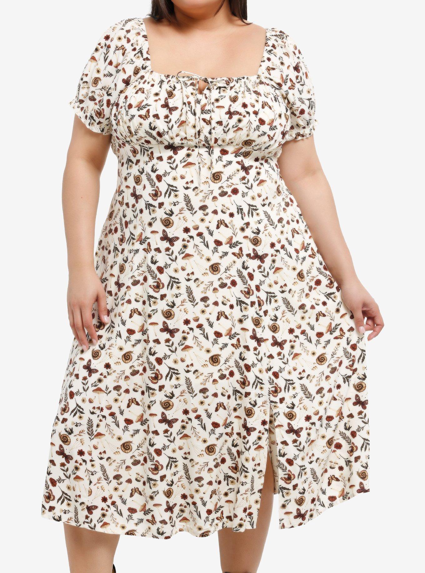 Thorn & Fable Forest Critters & Plants Midi Dress Plus Size, , hi-res