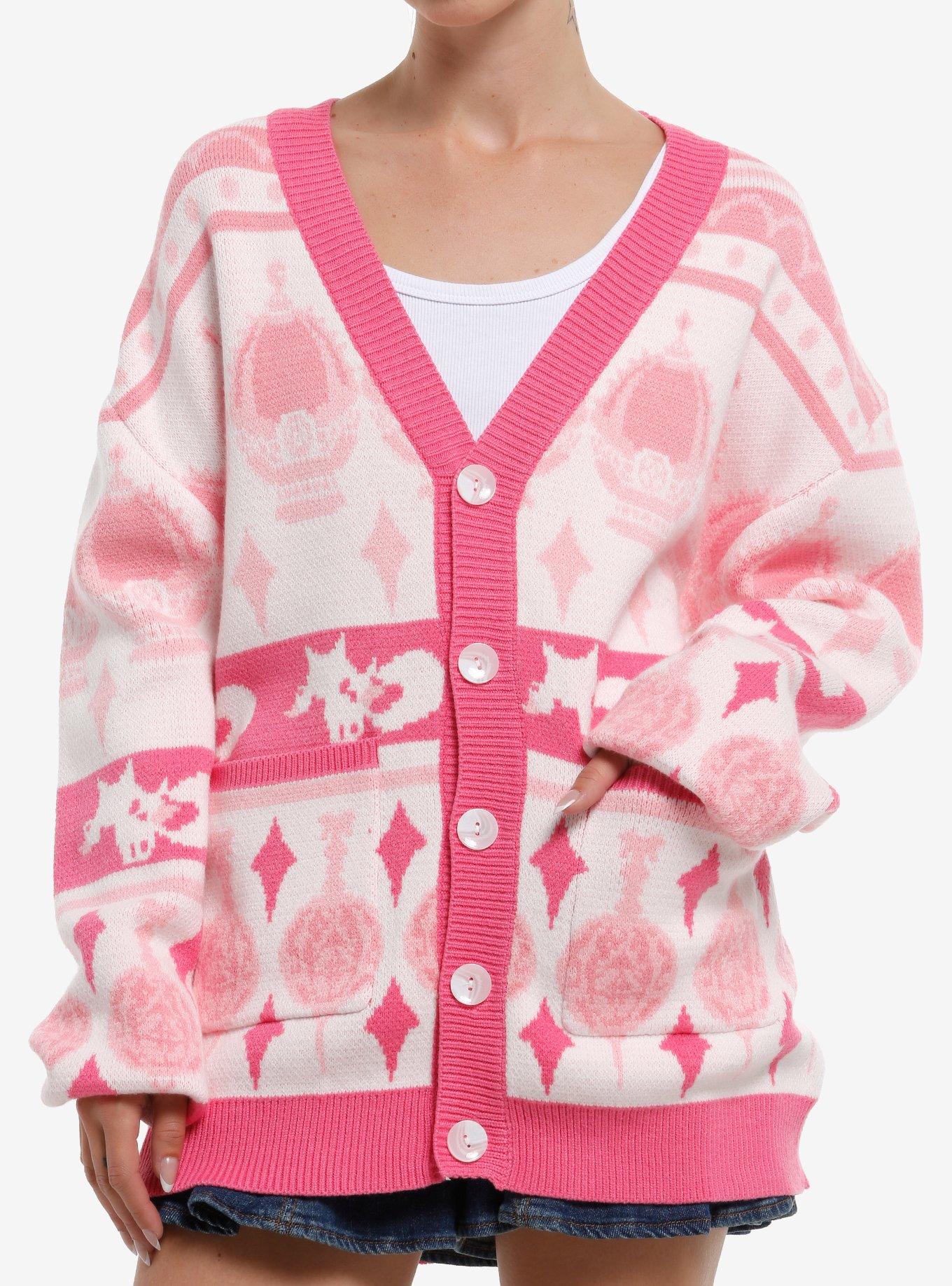 Steady Hands Puella Magi Madoka Magica Pattern Knit Girls Oversized Cardigan, , hi-res