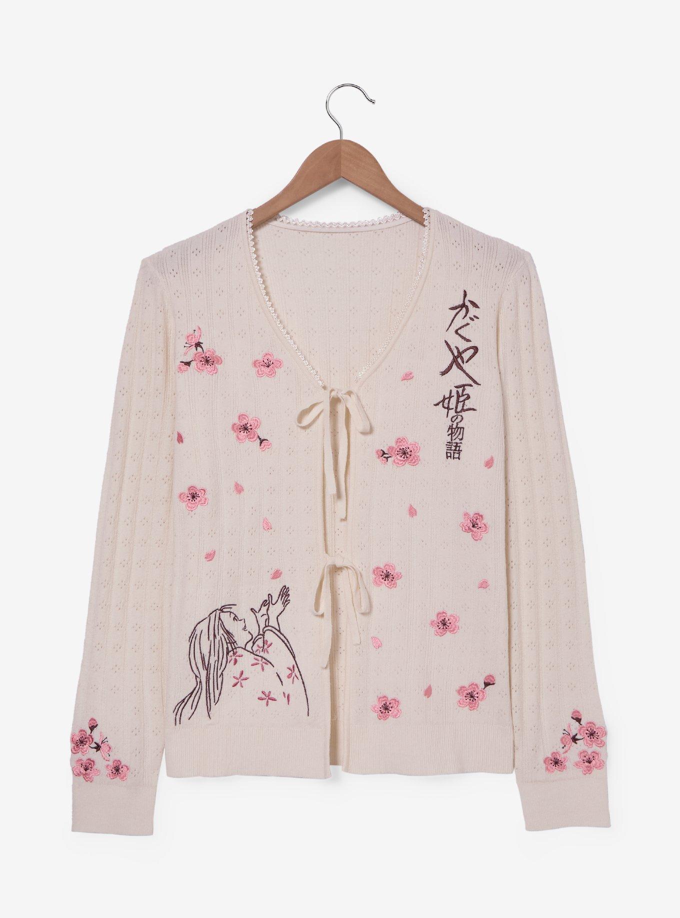 Her Universe Studio Ghibli&reg; The Tale Of Princess Kaguya Cherry Blossom Pointelle Knit Cardigan Plus Size, , hi-res