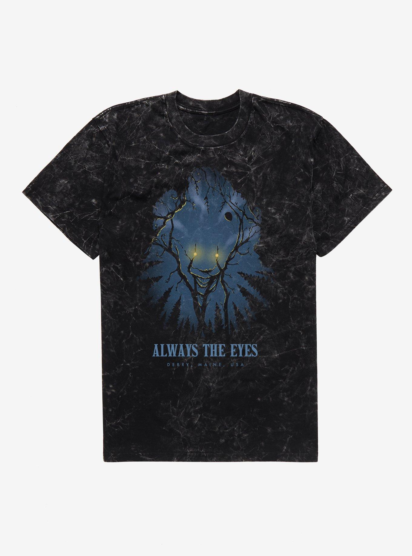 IT Welcome To Derry Always The Eyes Mineral Wash T-Shirt, BLACK MINERAL WASH, hi-res