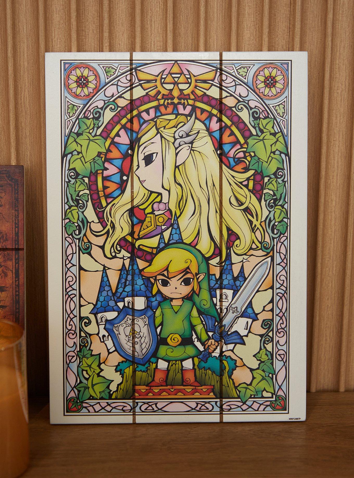 Nintendo The Legend of Zelda Link & Zelda Stained Glass Wood Wall Art, , hi-res