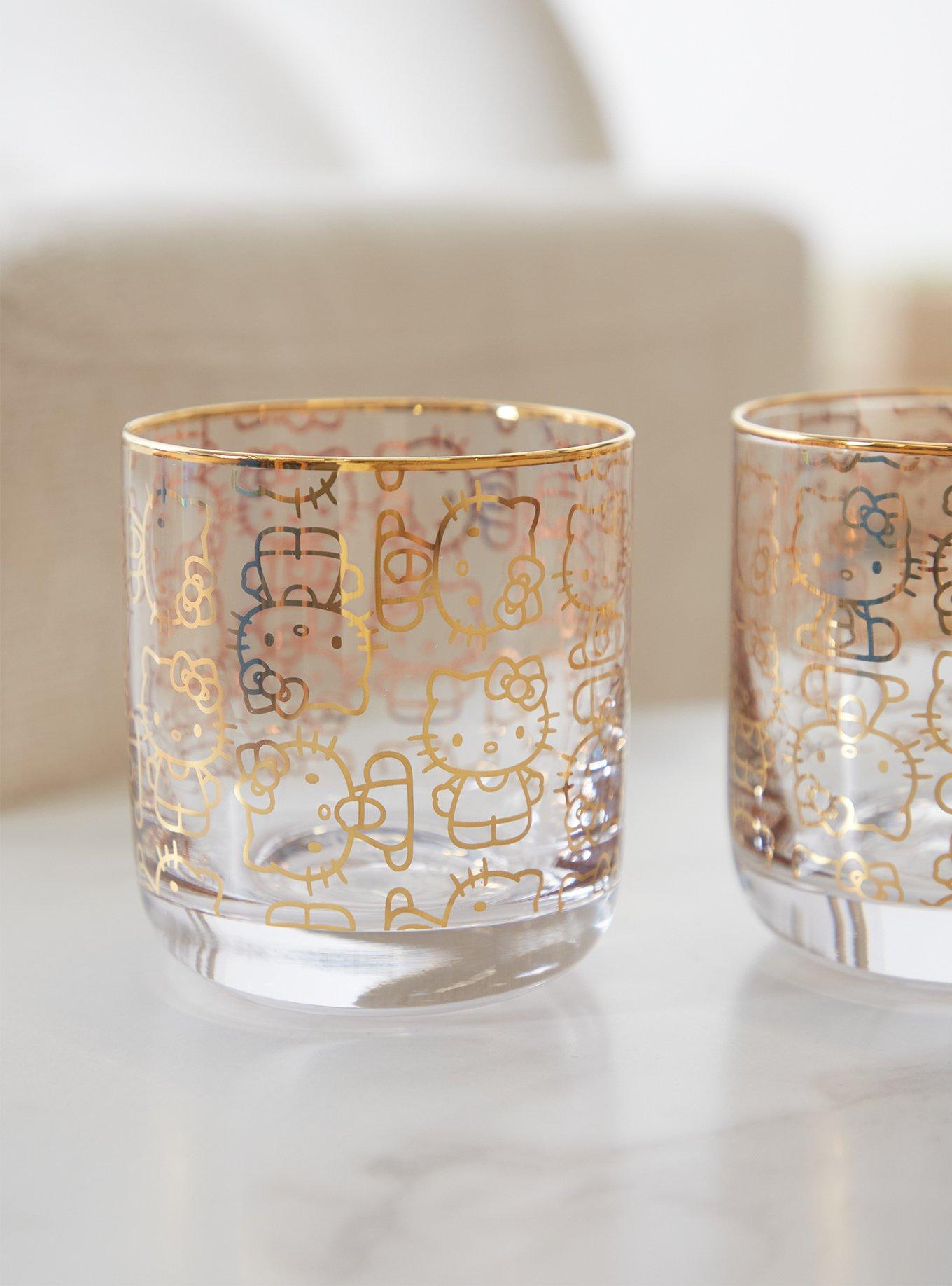 Joy Jolt Sanrio Hello Kitty Gold Allover Print Drinking Glass Set, , hi-res