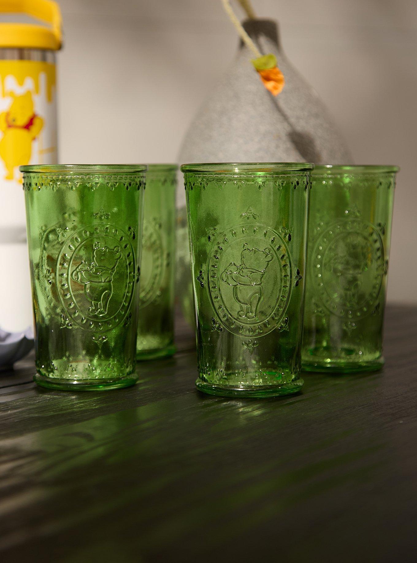 Disney Winnie the Pooh Green Embossed Drinking Glass Set - BoxLunch Exclusive, , hi-res
