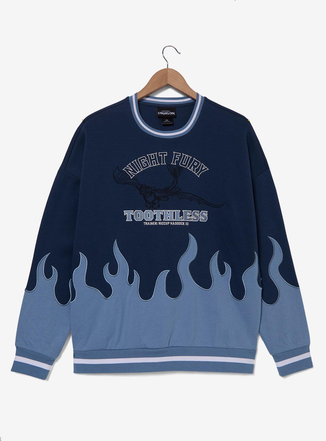 Dreamworks How To Train Your Dragon Toothless Flame Panel Crewneck - BoxLunch Exclusive, , hi-res