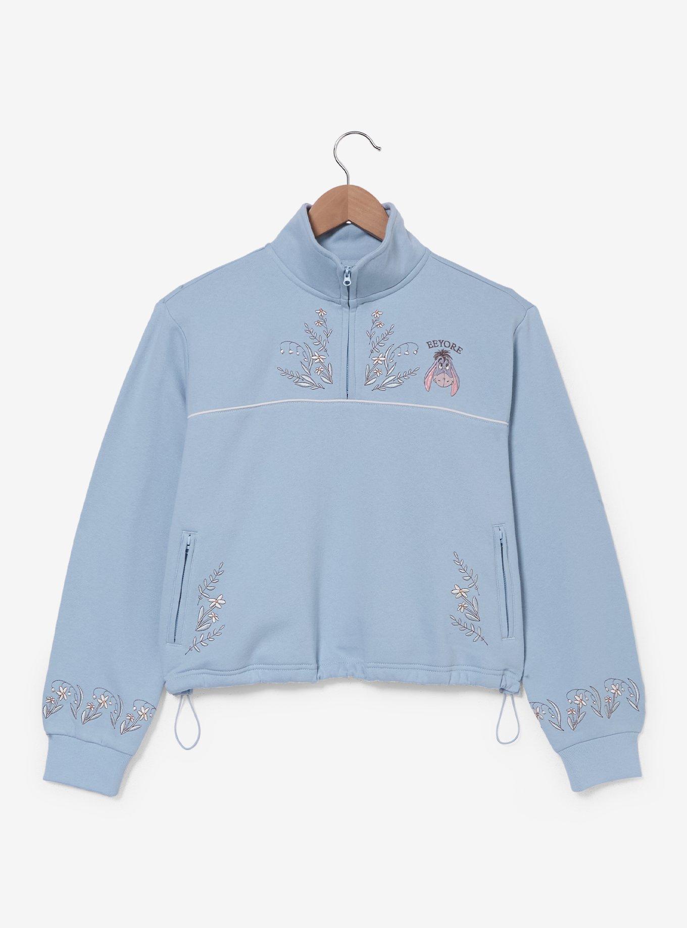 Disney Winnie the Pooh Eeyore Floral Women's Cropped Athletic Crewneck - BoxLunch Exclusive, , hi-res