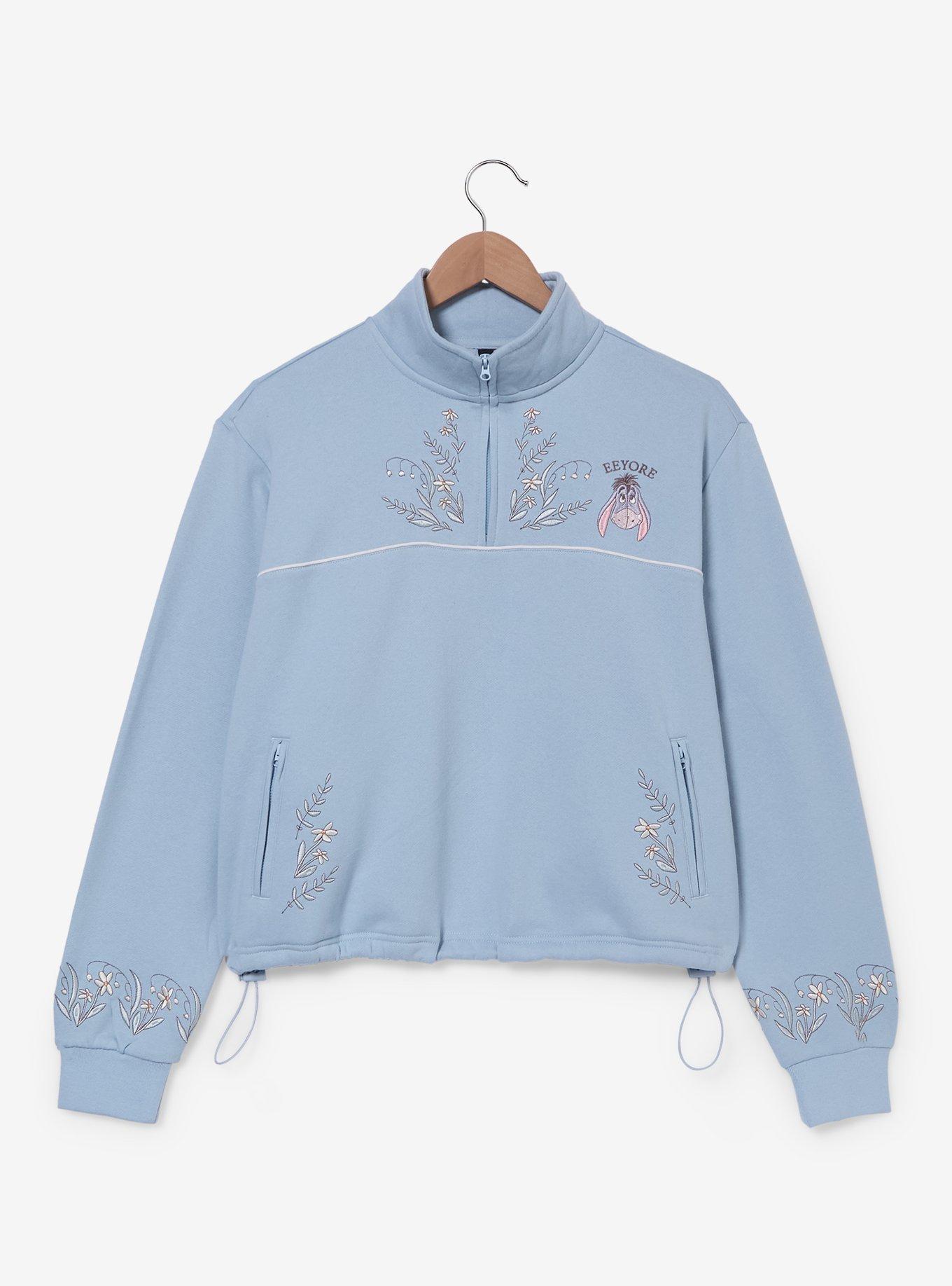 Disney Winnie the Pooh Eeyore Floral Women's Plus Size Cropped Athletic Crewneck - BoxLunch Exclusive, , hi-res