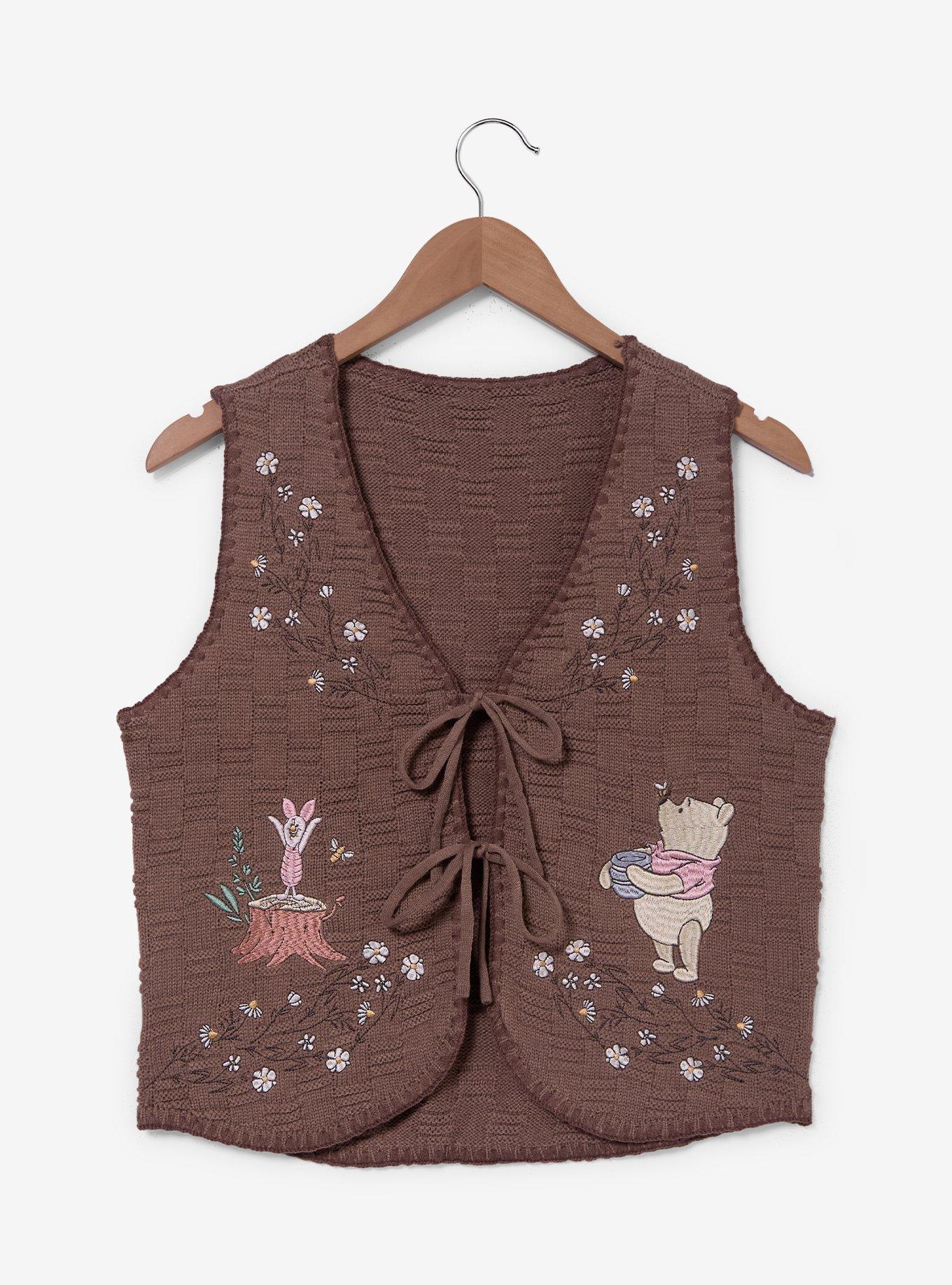 Disney Winnie the Pooh Floral Embroidered Women's Knit Vest - BoxLunch Exclusive, , hi-res