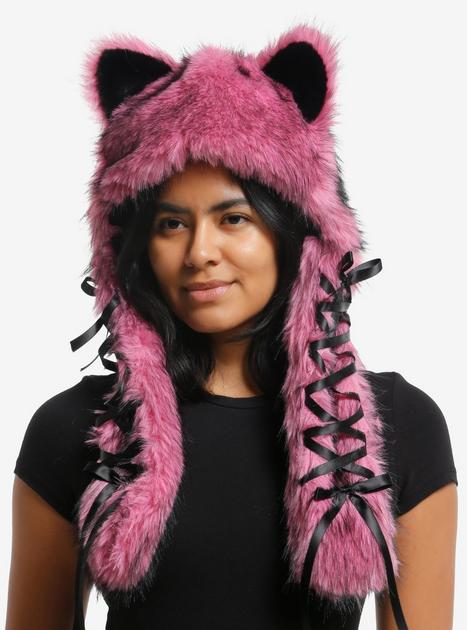Kate Spade Monster Beanie Knit Hat Black Pink Faux Fur NWT kate spade new york Faux Fur Hats for Women for sale | eBay main image 4