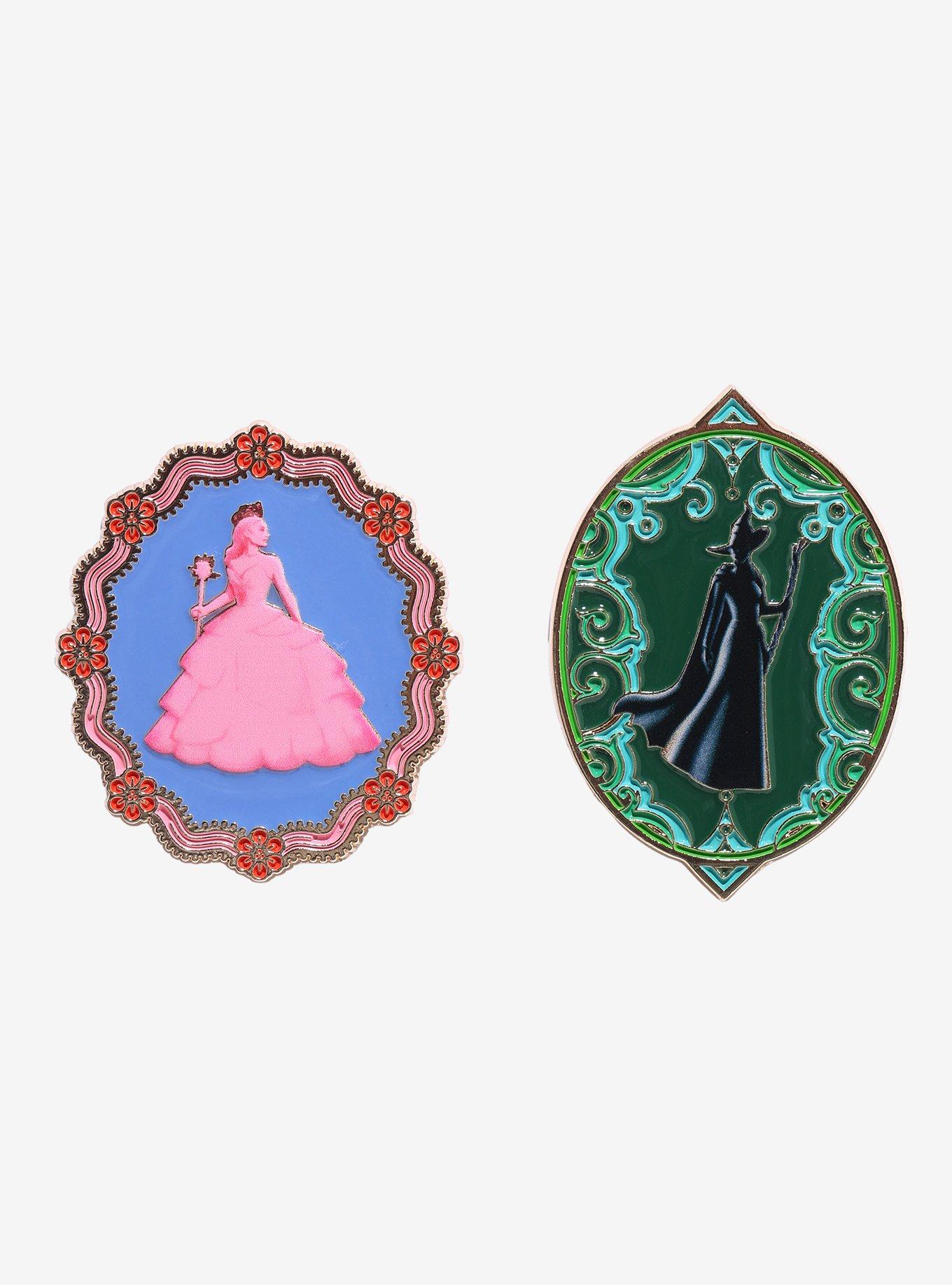 Wicked Elphaba & Glinda Enamel Pin Set Hot Topic Exclusive, , hi-res