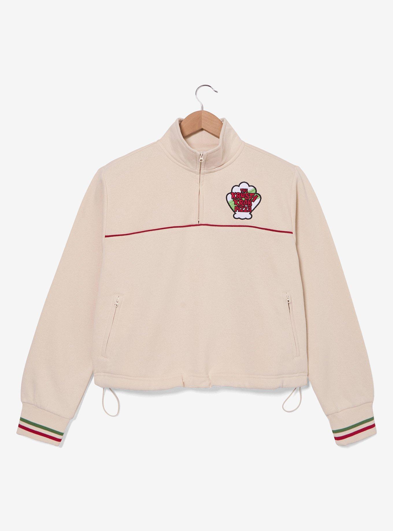 SpongeBob SquarePants Krusty Krab Pizza Logo Women's Plus Size Cropped Quarter Zip Crewneck - BoxLunch Exclusive, , hi-res