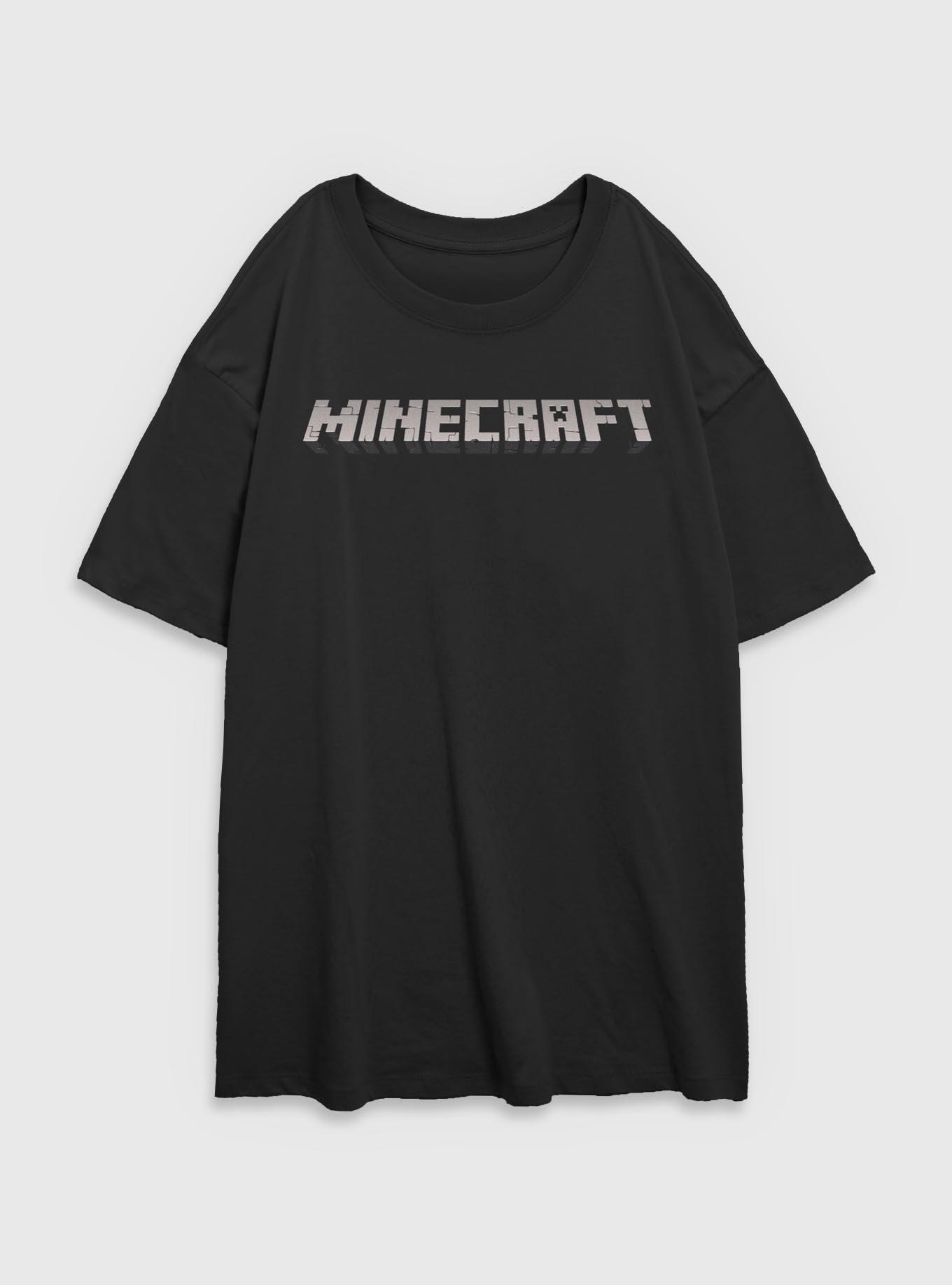 Minecraft Classic Logo Girls Oversized T-Shirt, BLACK, hi-res