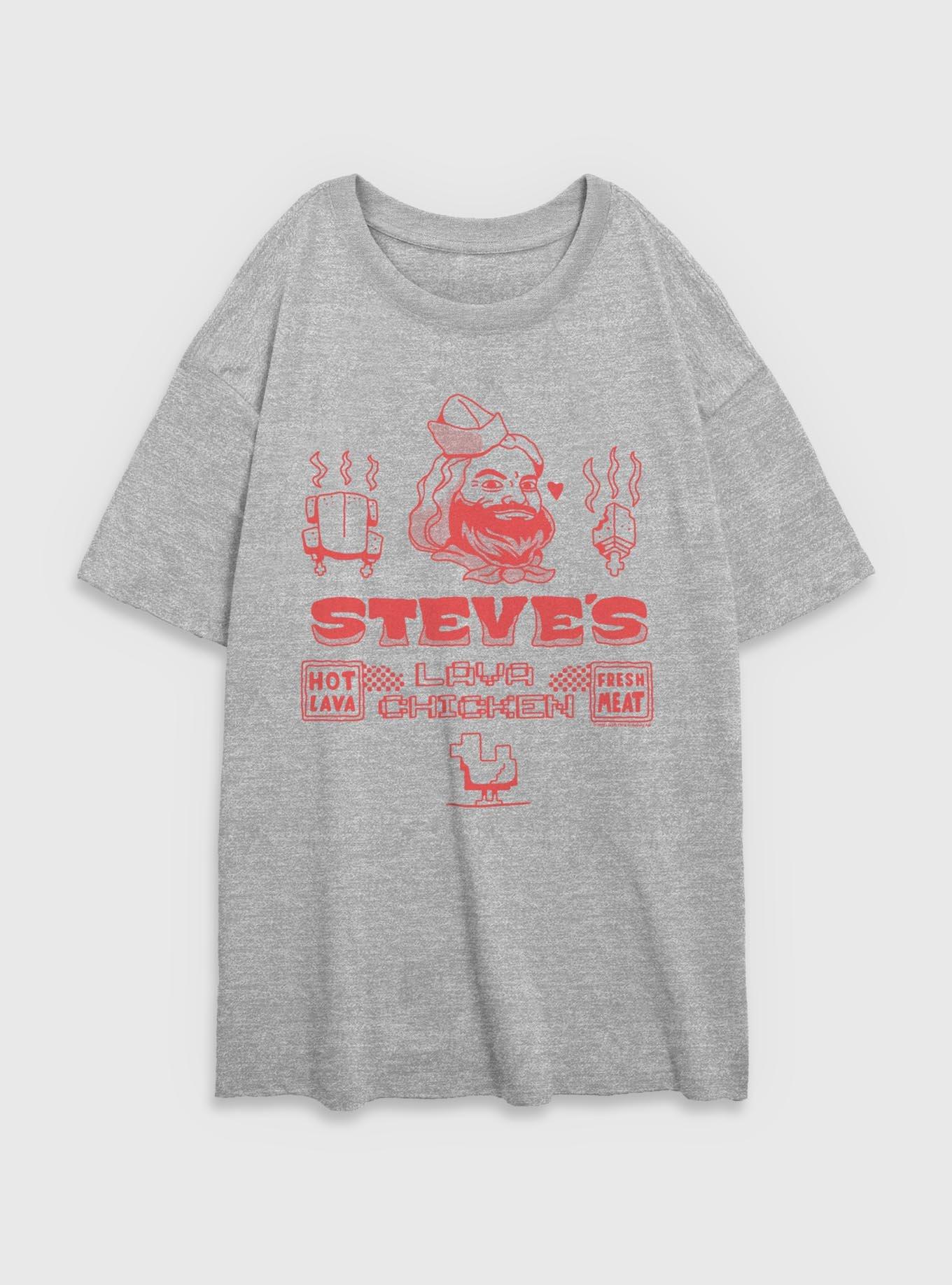 A Minecraft Movie Steves Lava Chicken Girls Oversized T-Shirt, ATH HTR, hi-res