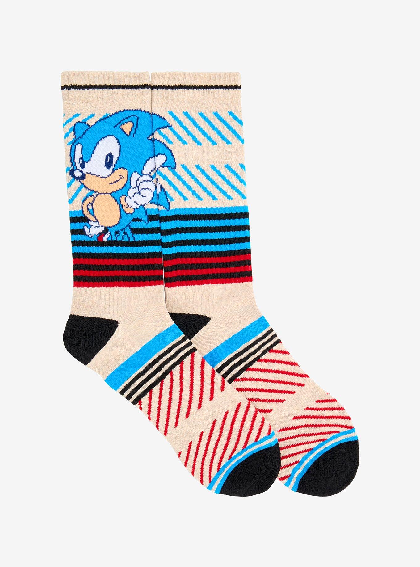 Sonic The Hedgehog Striped Crew Socks - BoxLunch Exclusive, , hi-res