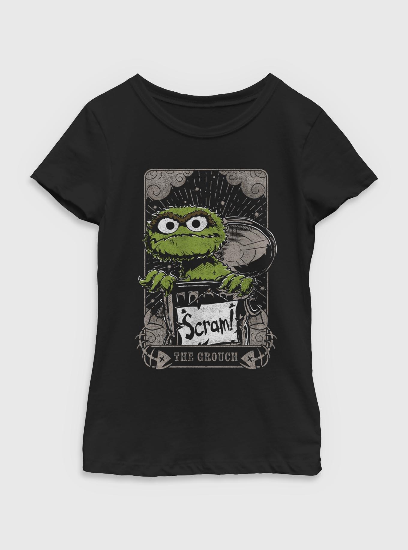 Sesame Street Oscar The Grouch Scram Tarot Youth Girls T-Shirt, , hi-res