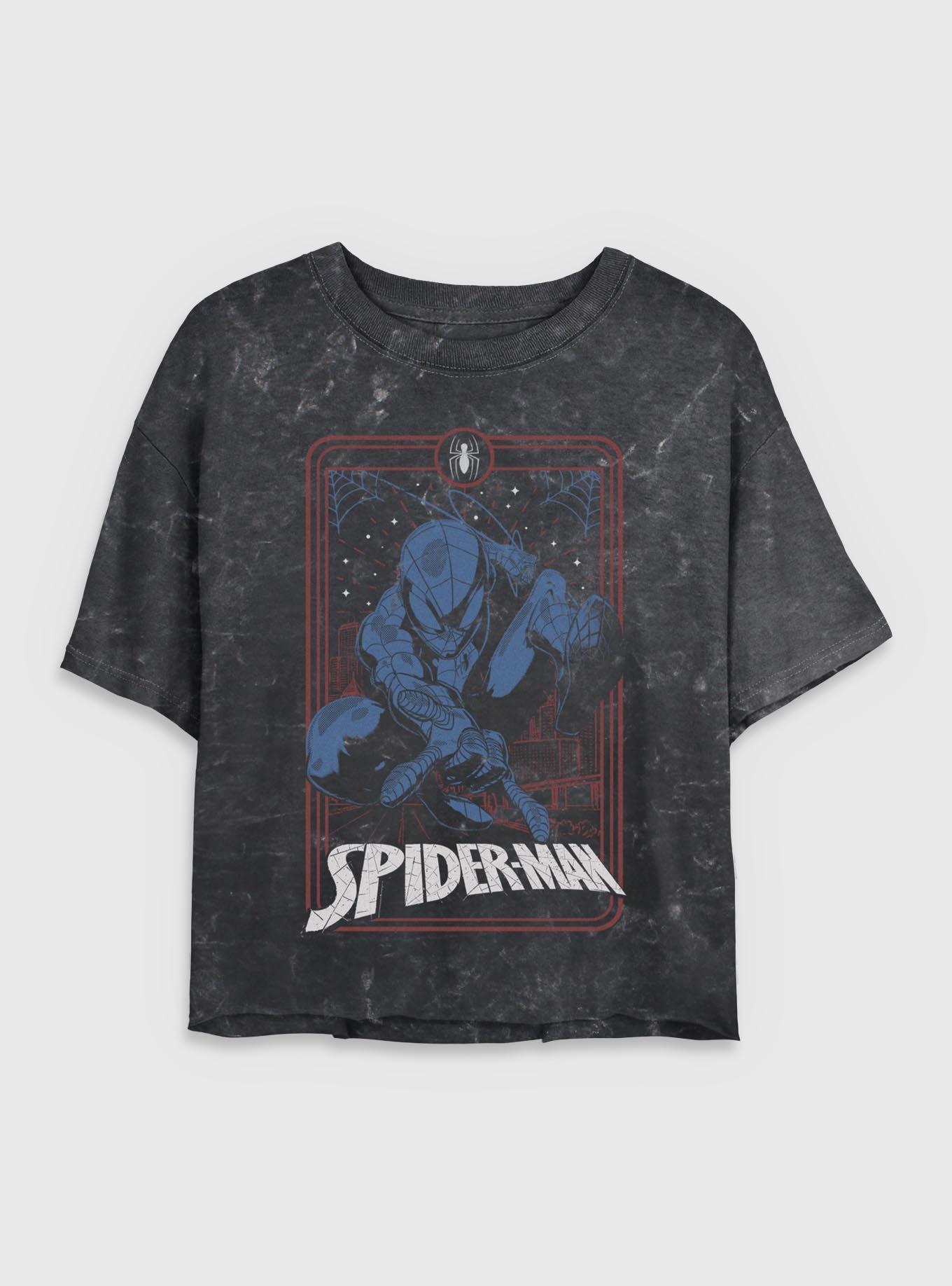 Marvel Spider-Man Galactic Tarot Mineral Wash Womens Crop T-Shirt, , hi-res