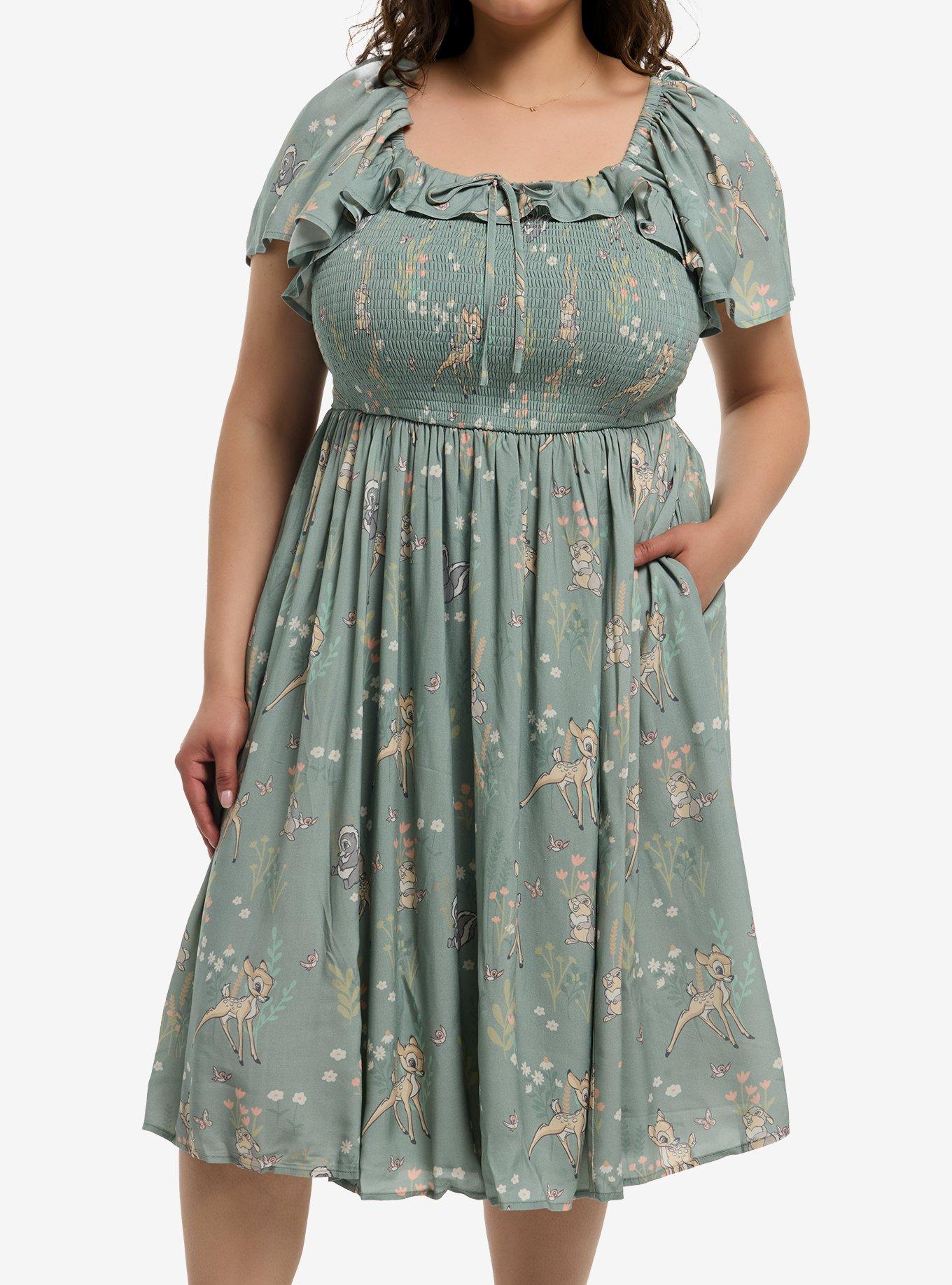 Her Universe Disney Bambi Friends Flutter Sleeve Dress Plus Size Her Universe Exclusive, , hi-res