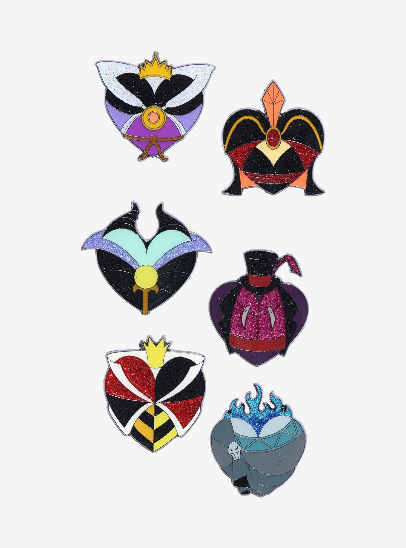 Loungefly Disney Villains Glitter Heart Blind Box Enamel Pin Hot Topic Exclusive, , hi-res