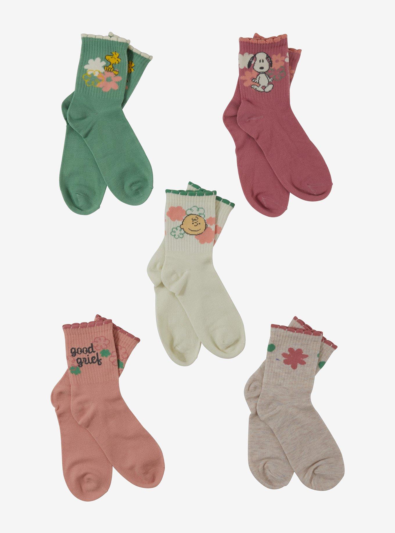 Peanuts Scalloped Quarter Crew Sock Set, , hi-res