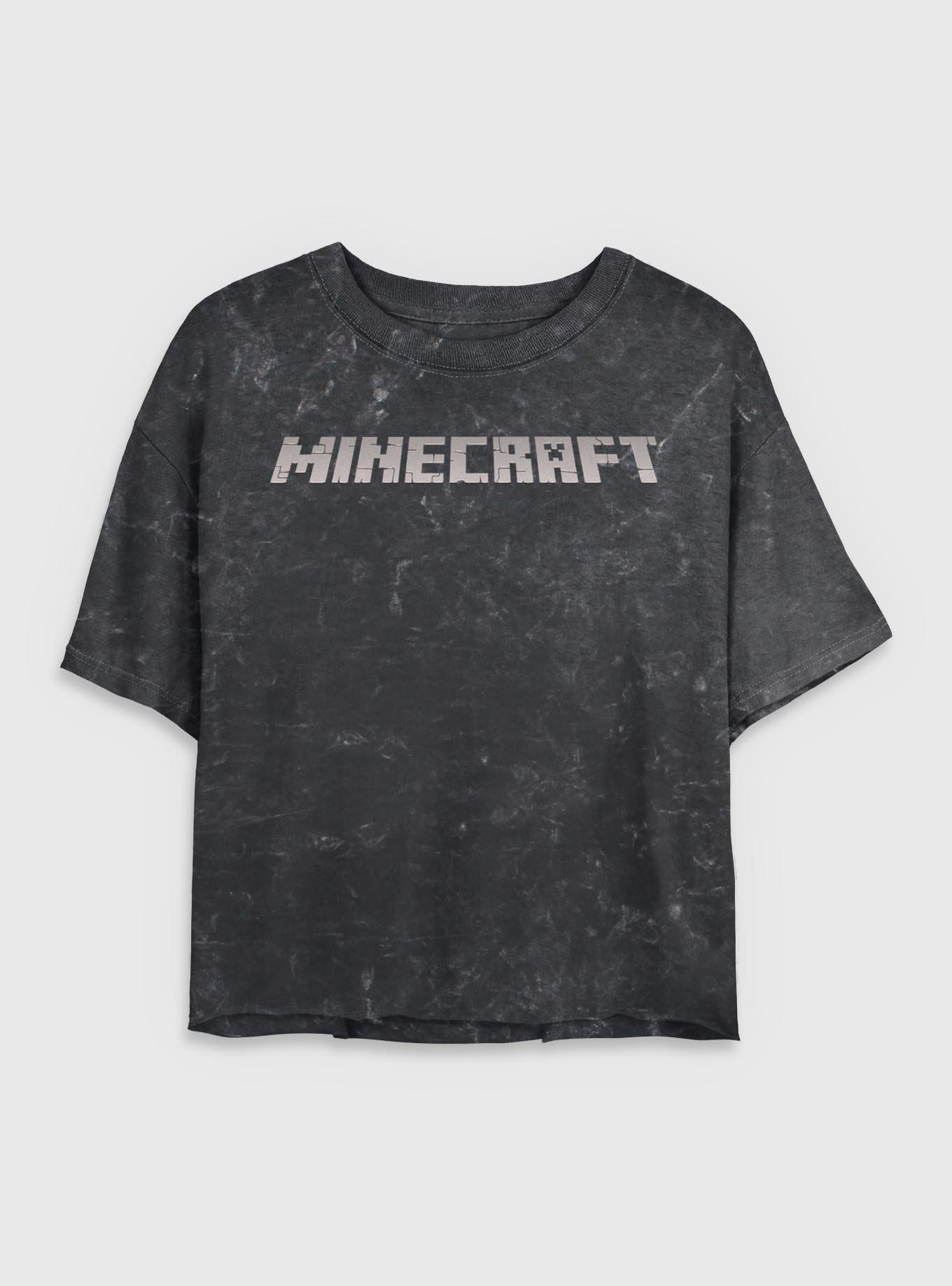 Minecraft Minecraft Logo Black Mineral Wash Womens Crop T-Shirt, , hi-res