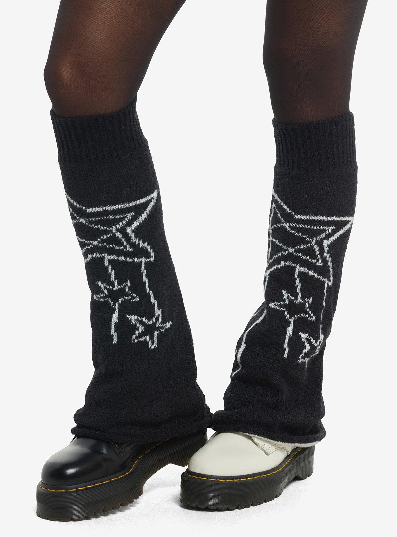 Black & White Star Flare Leg Warmers, , hi-res