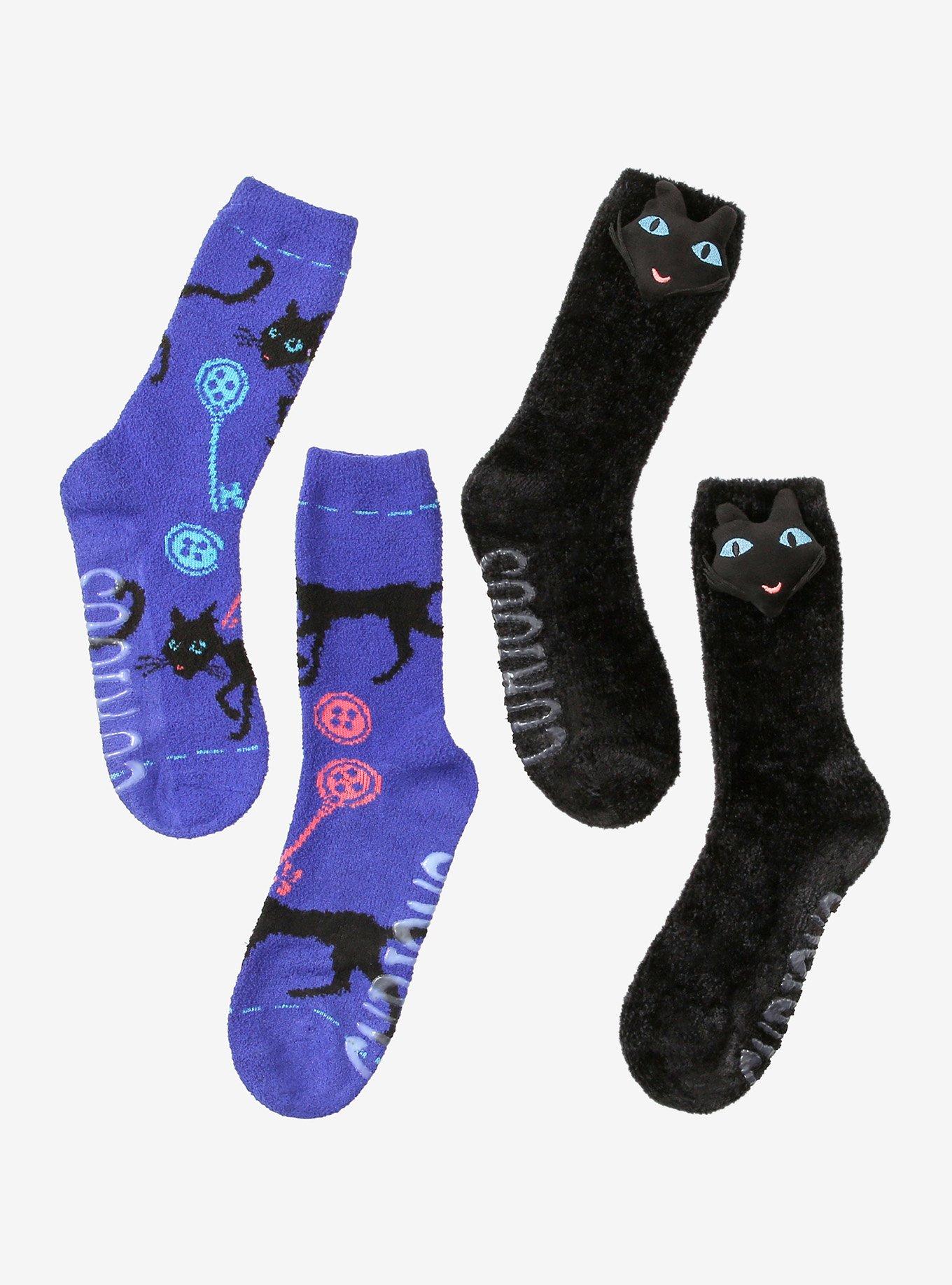 Coraline Cat Cozy Slipper Socks 2 Pair, , hi-res