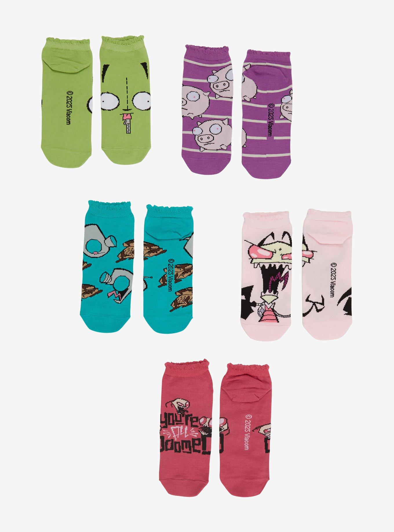 Invader Zim GIR Character No-Show Socks 5 Pair, , hi-res
